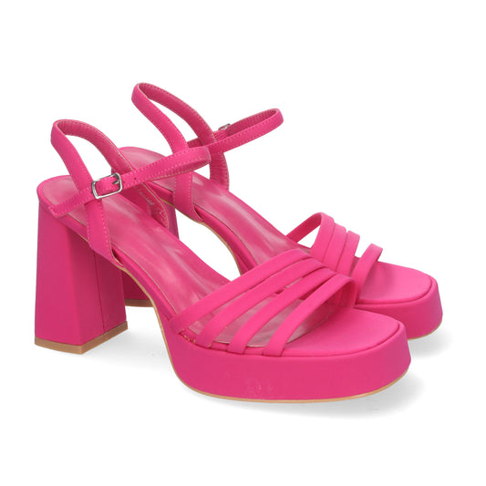 Cyrena Fuchsia Impact – Sandalias Fucsia de Tacón Alto con Plataforma y Correas Cruzadas