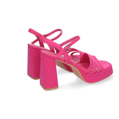 Cyrena Fuchsia Impact – Sandalias Fucsia de Tacón Alto con Plataforma y Correas Cruzadas