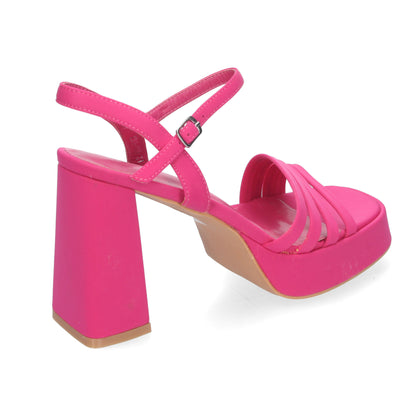 Cyrena Fuchsia Impact – Sandalias Fucsia de Tacón Alto con Plataforma y Correas Cruzadas