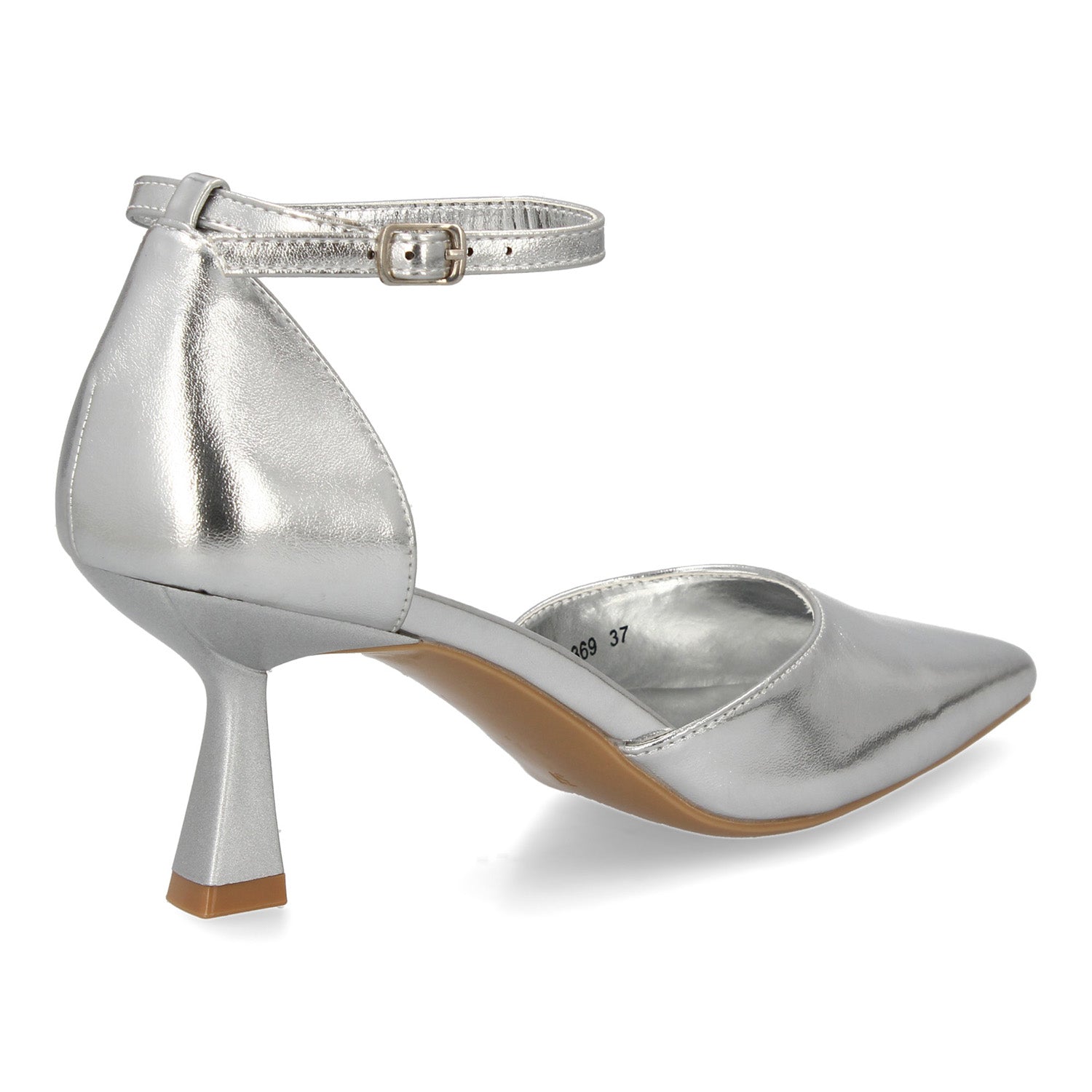 Zapato Plateado  De Salon Con Tacon Fino Stiletto