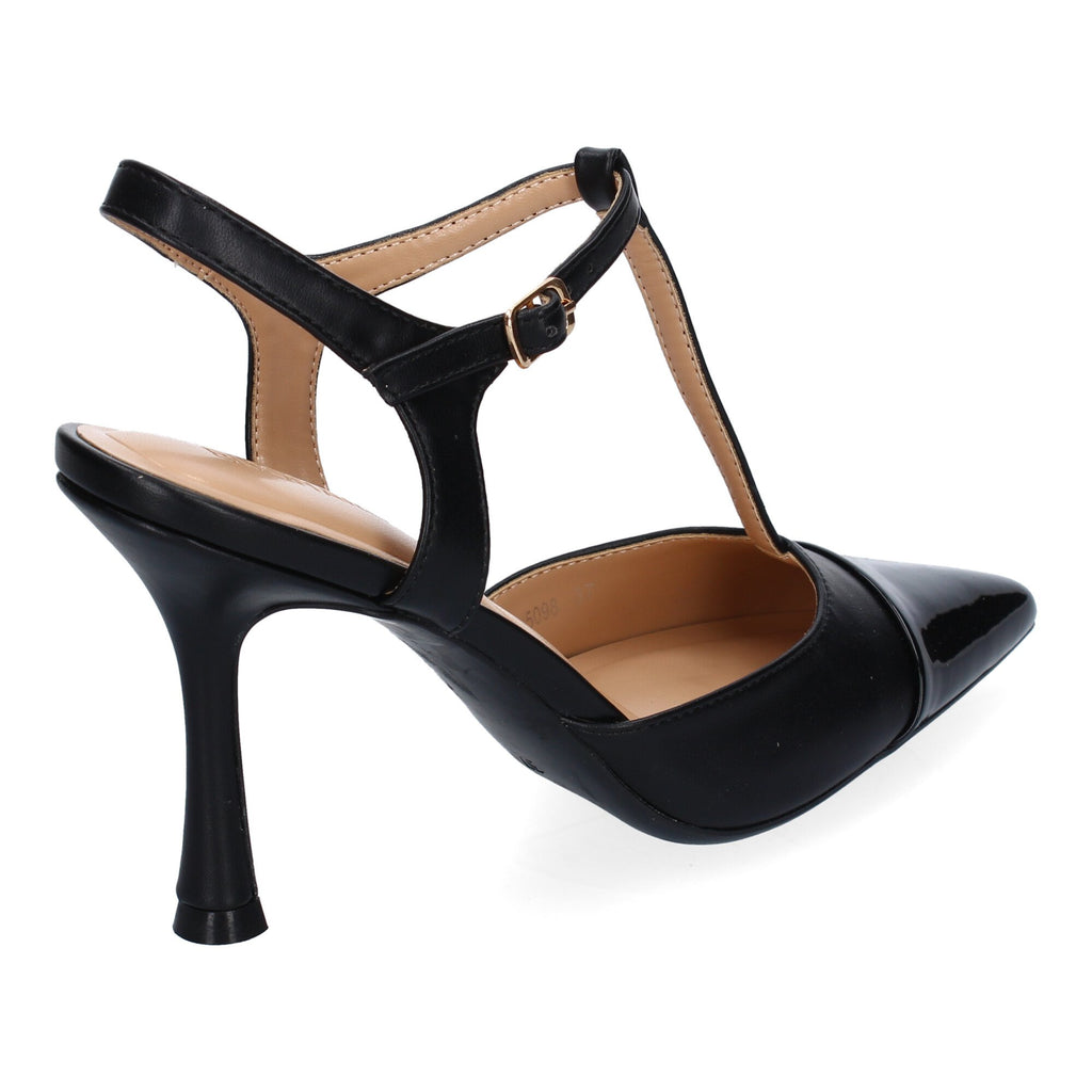 Zapato Negro de Salon Elegante Y Moderno de Tacon  Fino  Y Punta Fina para Mujer