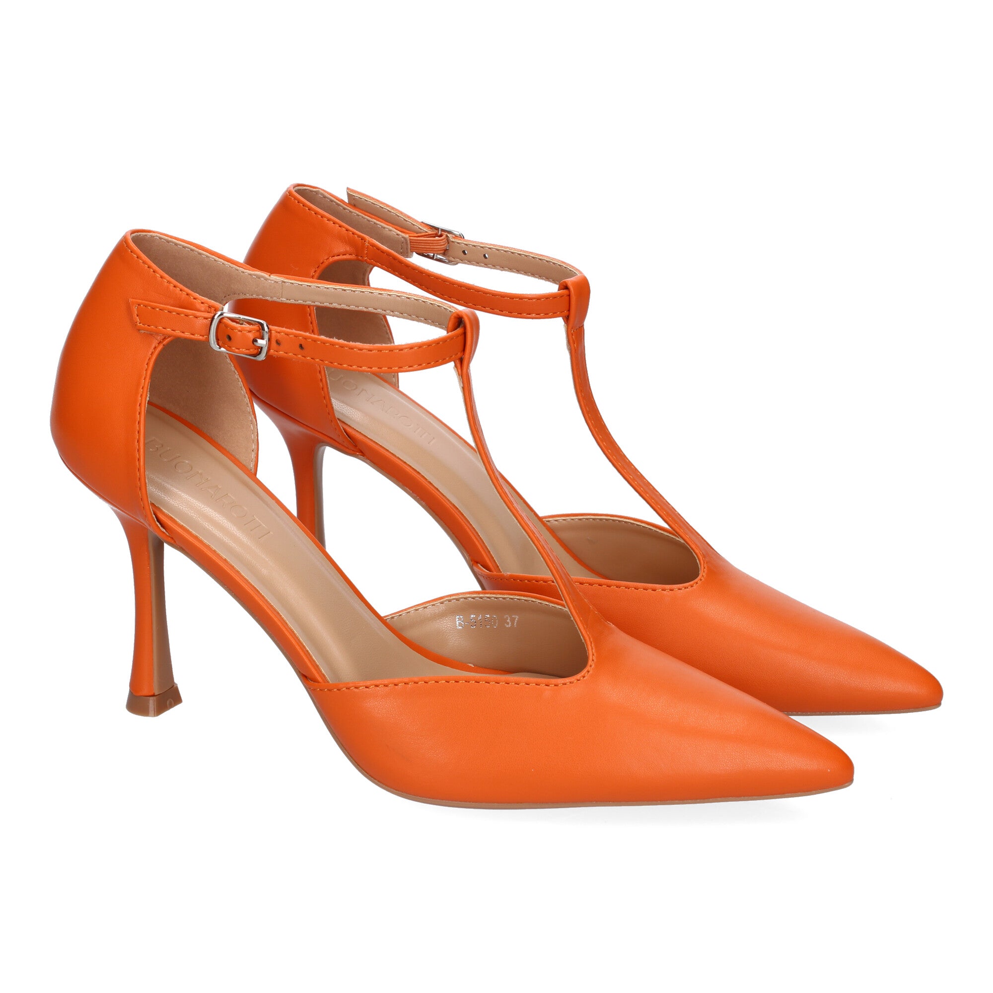 Zapato Naranja de Salon Elegante Y Moderno de Tacon  Fino  Y Punta Fina para Mujer