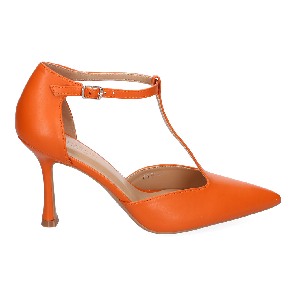 Zapato Naranja de Salon Elegante Y Moderno de Tacon  Fino  Y Punta Fina para Mujer
