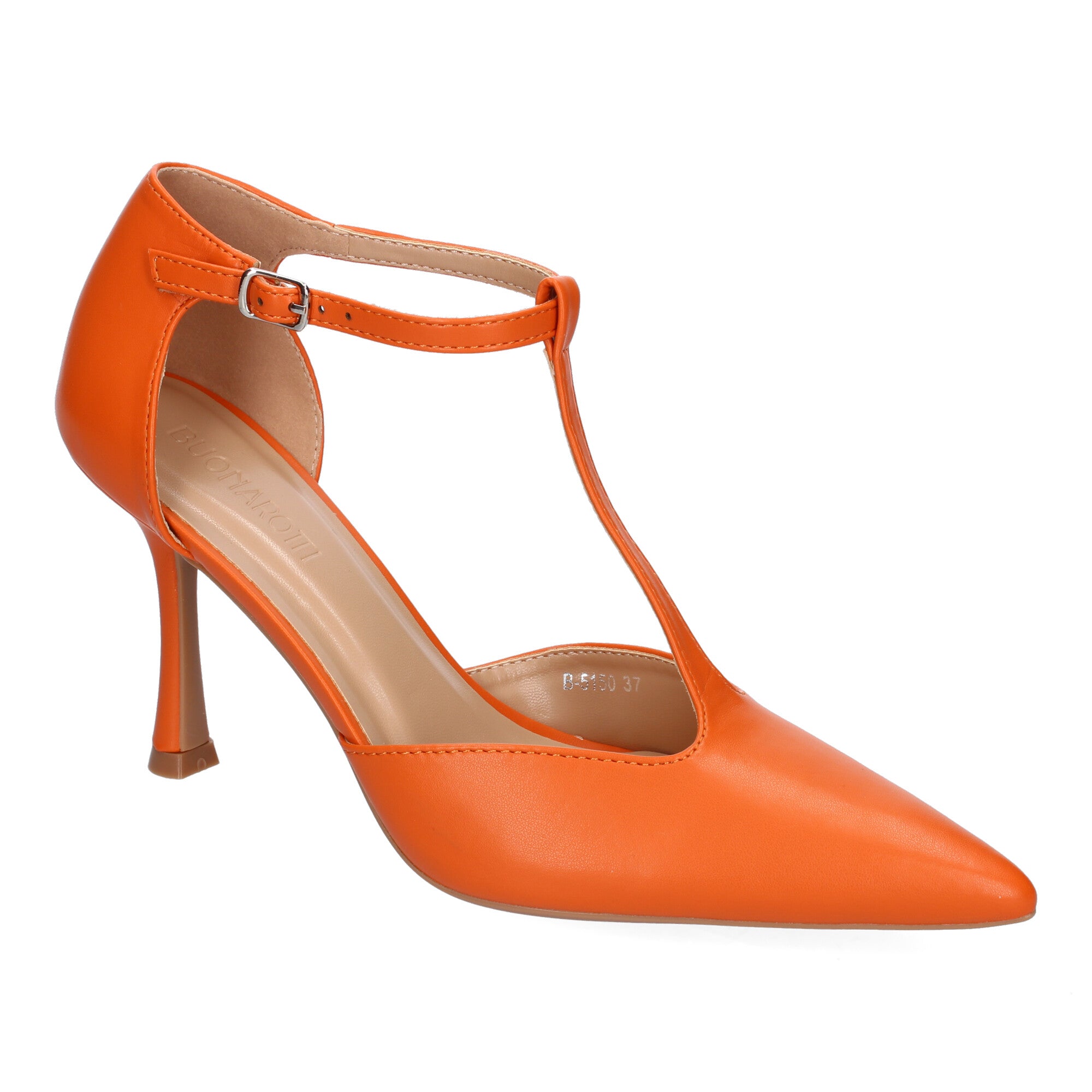 Zapato Naranja de Salon Elegante Y Moderno de Tacon  Fino  Y Punta Fina para Mujer