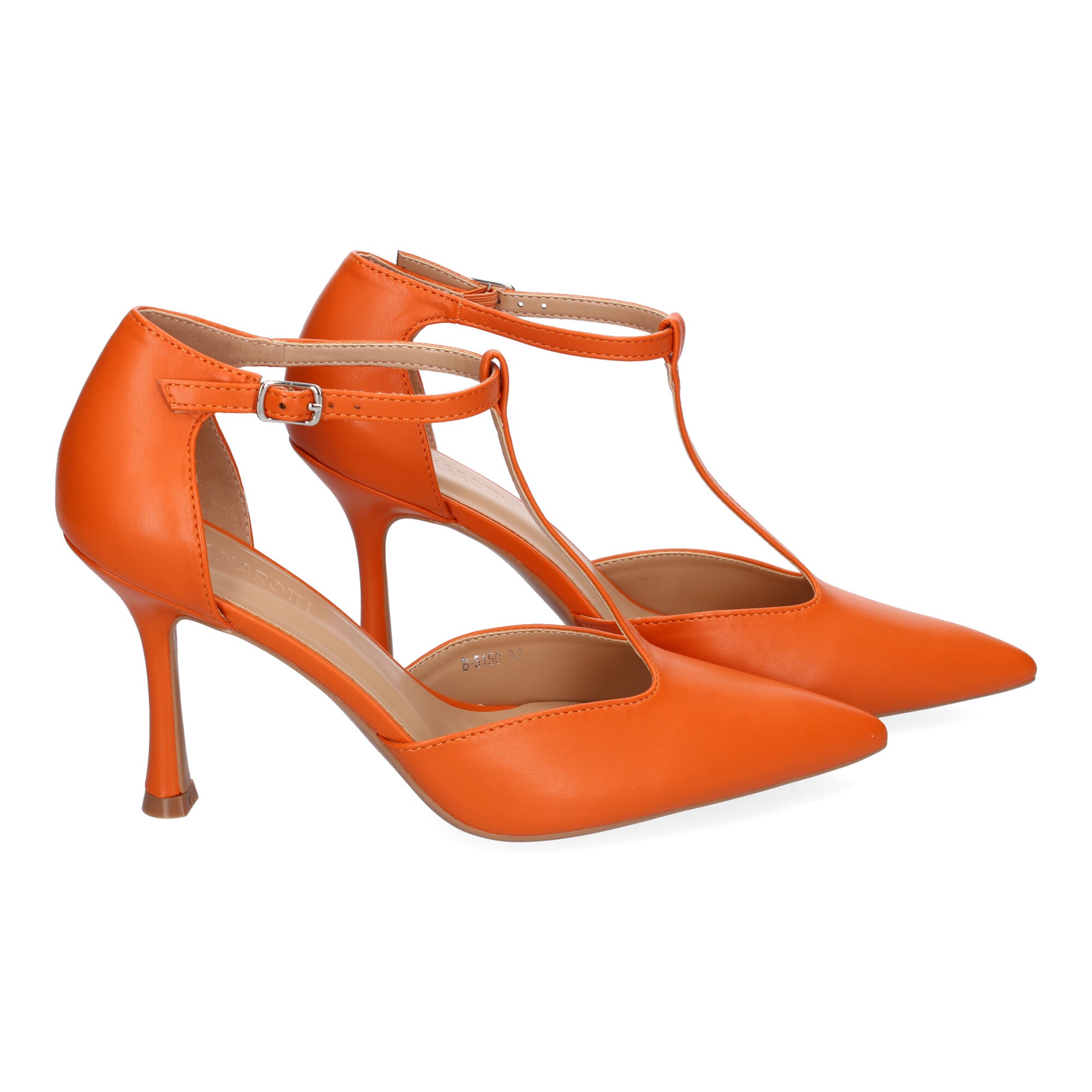 Zapato Naranja de Salon Elegante Y Moderno de Tacon  Fino  Y Punta Fina para Mujer