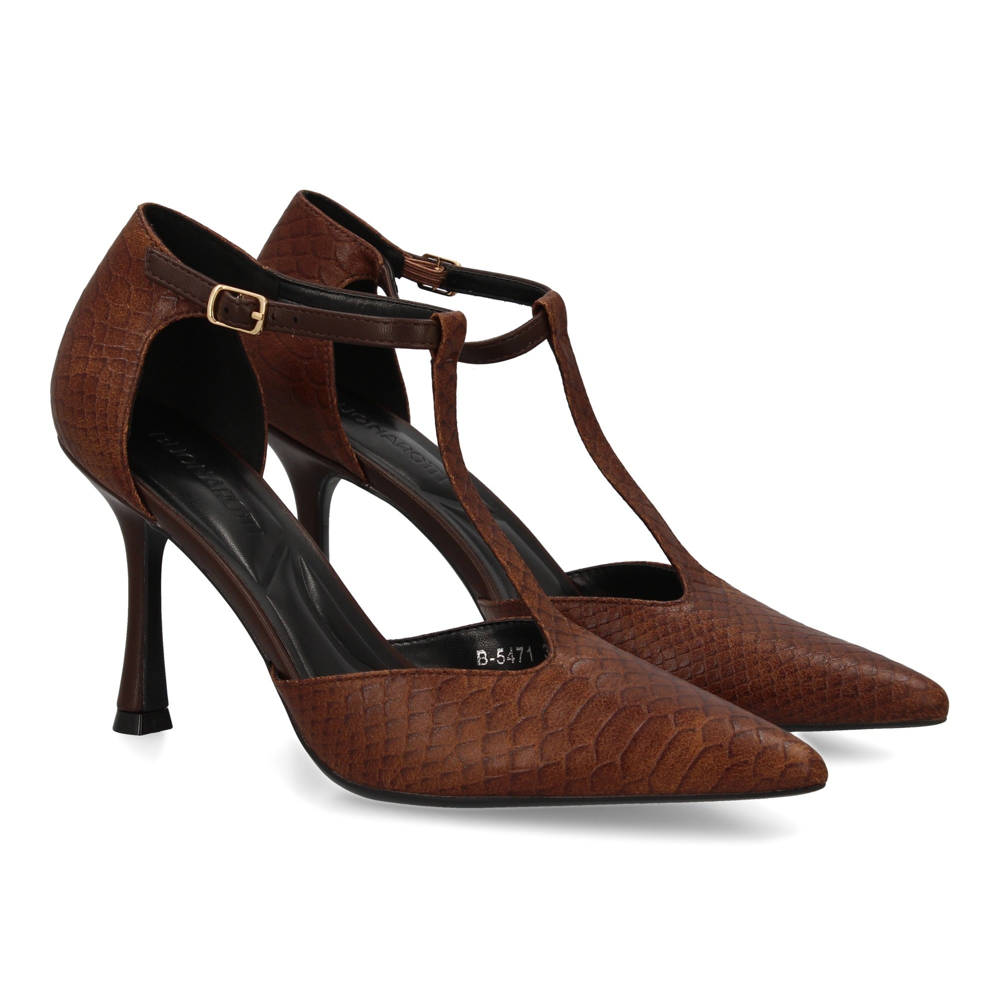 Stiletto de Mujer con Tacón Fino, Animal Print Serpiente y Correa al Tobillo