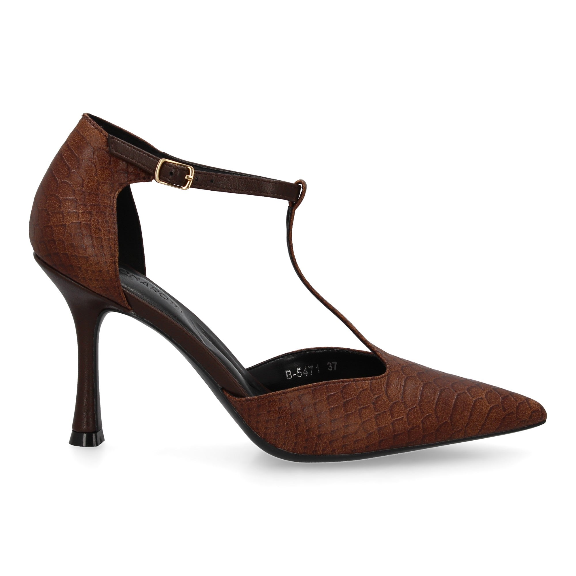 Stiletto de Mujer con Tacón Fino, Animal Print Serpiente y Correa al Tobillo