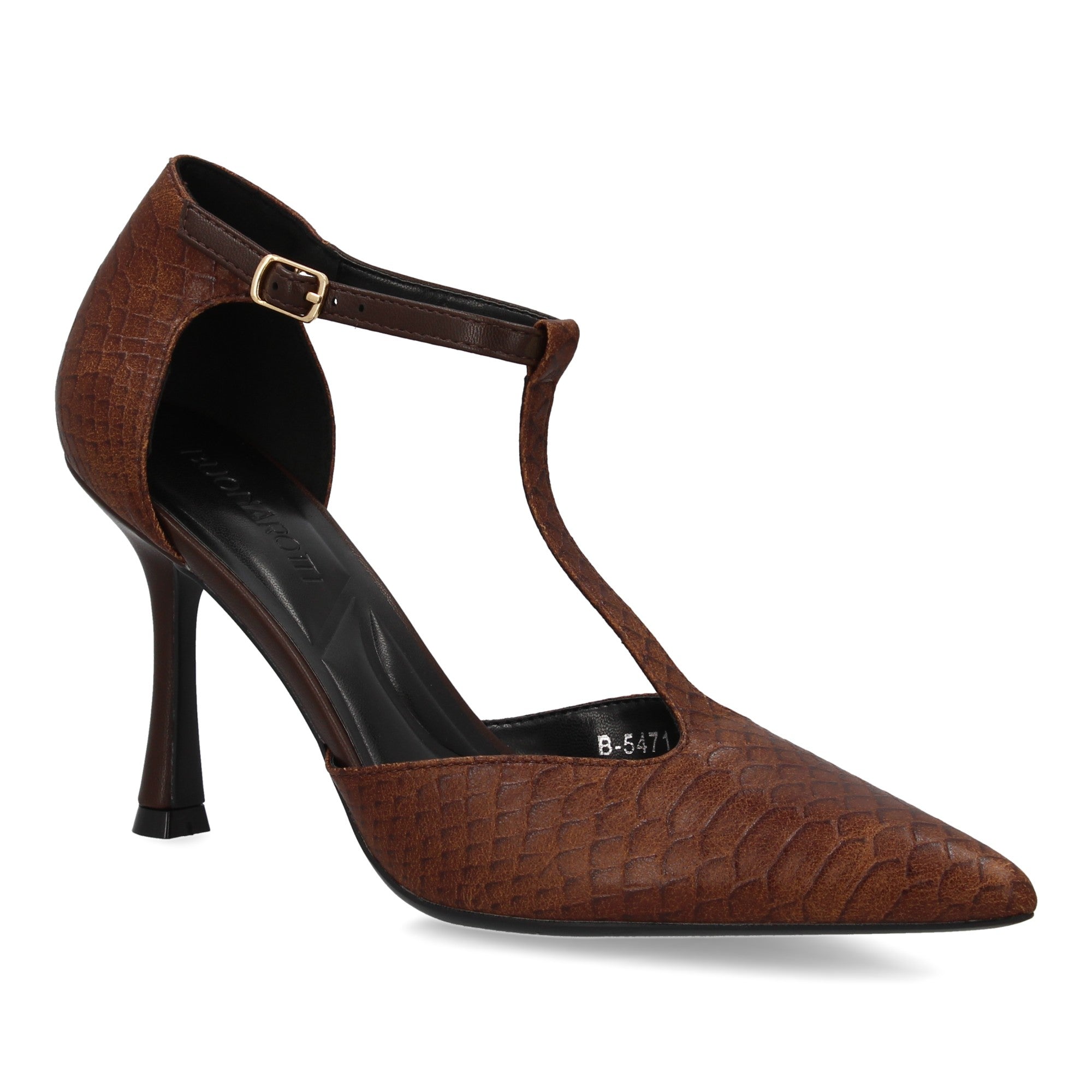 Stiletto de Mujer con Tacón Fino, Animal Print Serpiente y Correa al Tobillo
