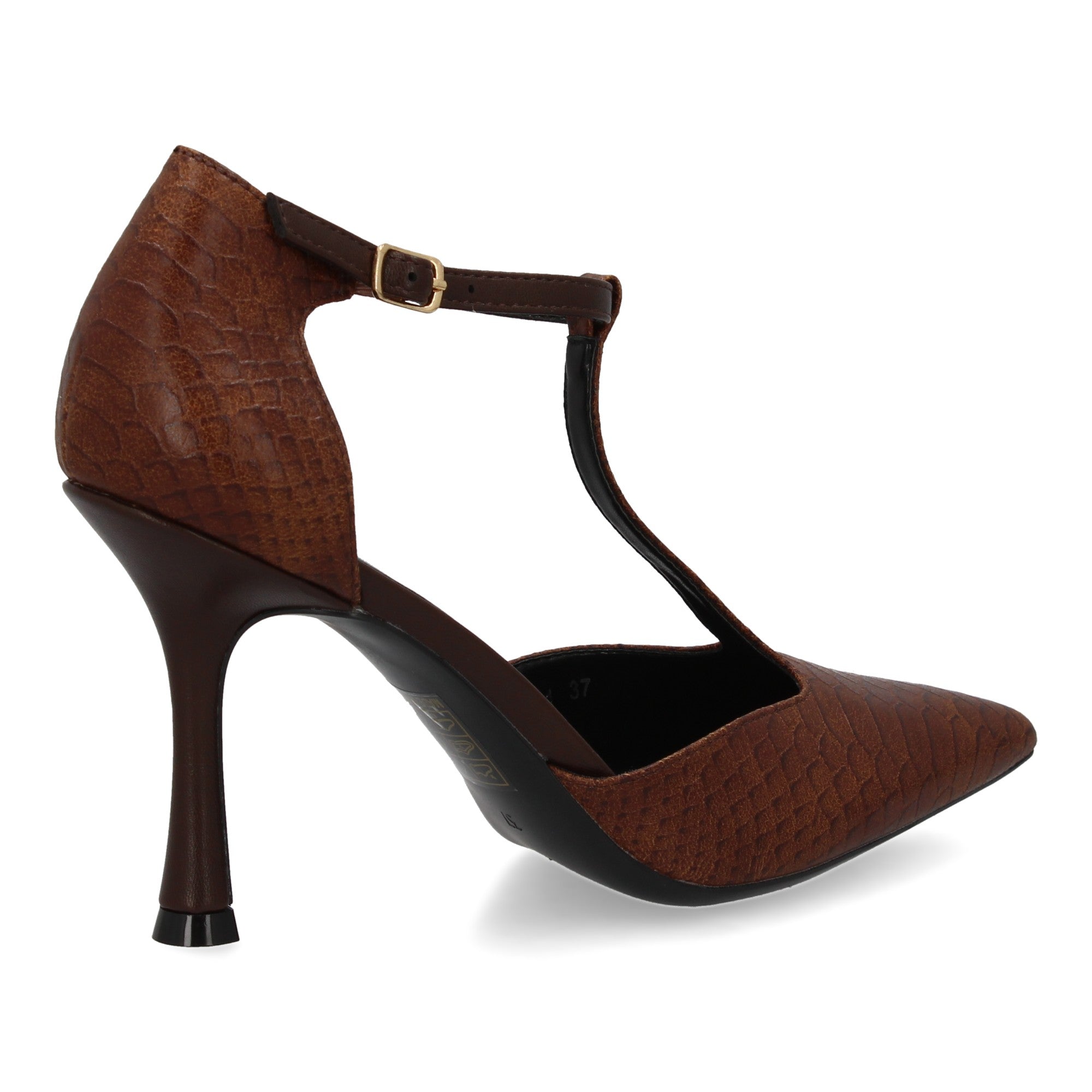 Stiletto de Mujer con Tacón Fino, Animal Print Serpiente y Correa al Tobillo