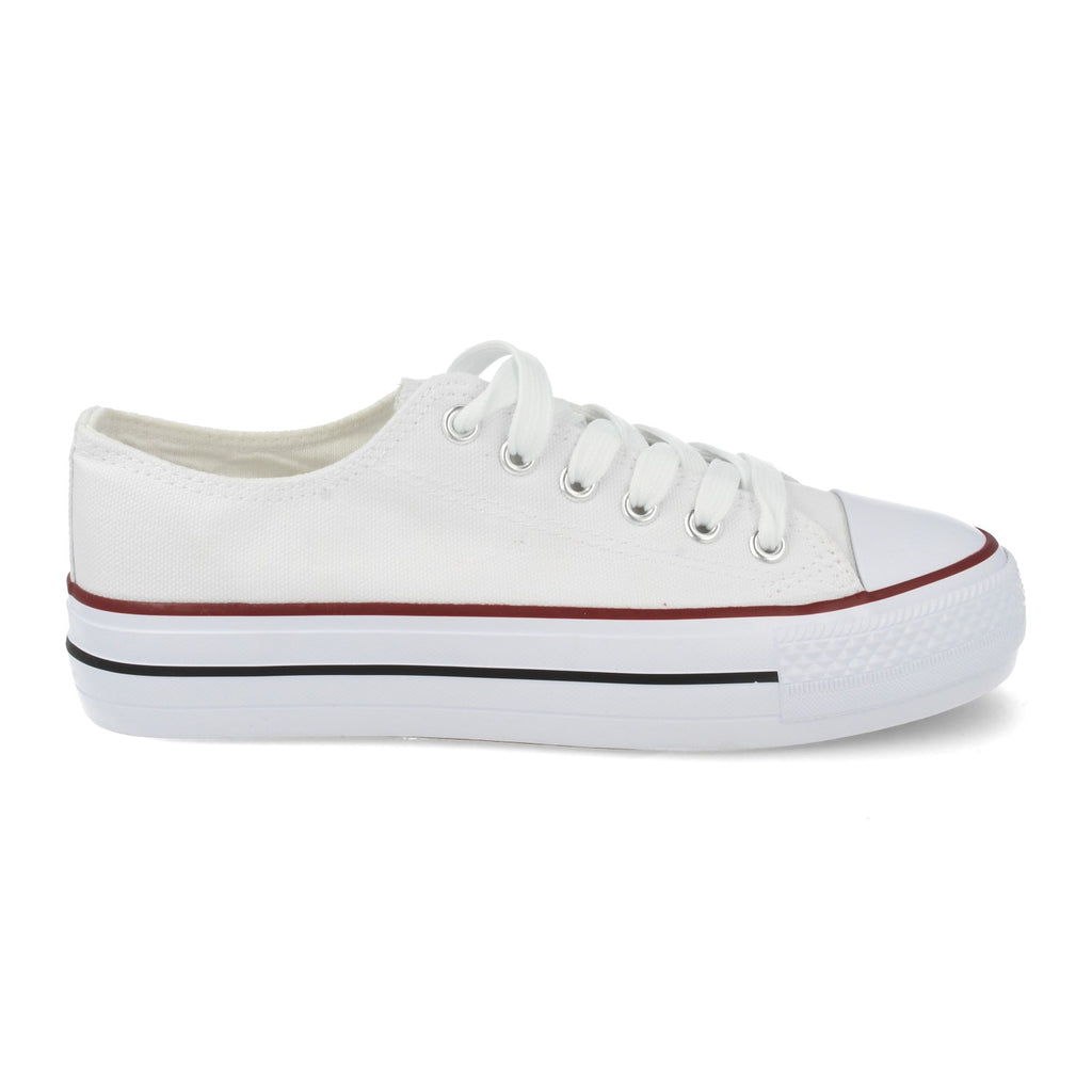 Zapatilla Blanca Plana Clasica Para Mujer