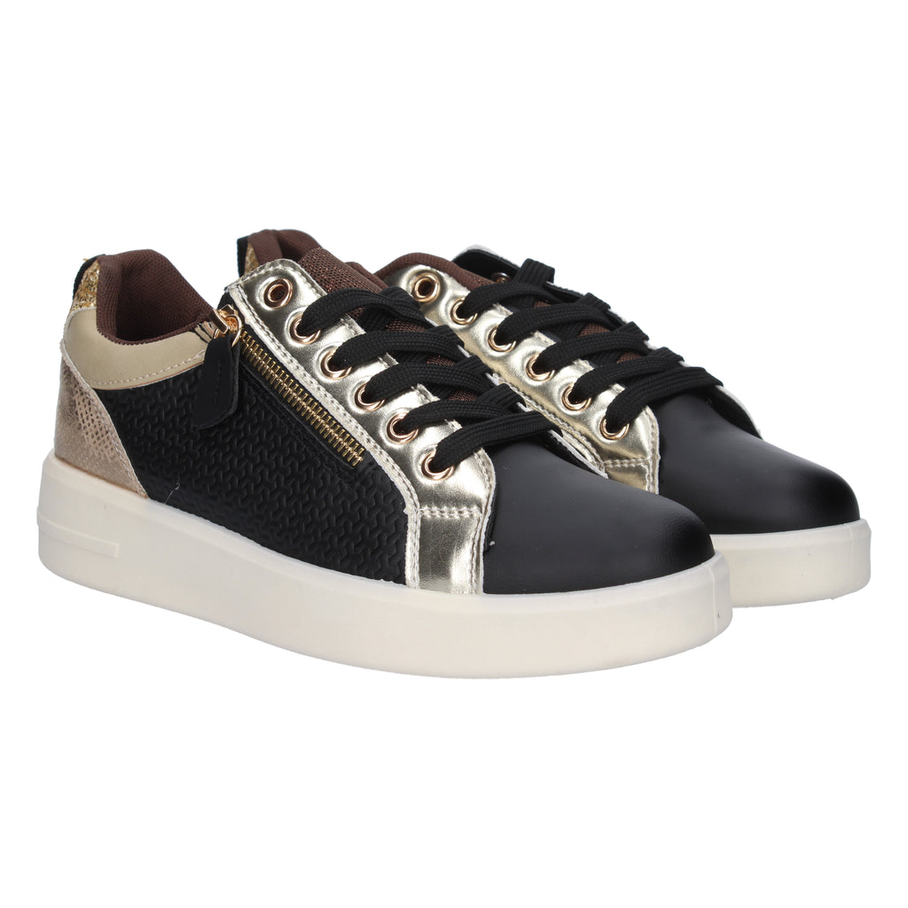 Zapatilla Negra  Plana Para Mujer