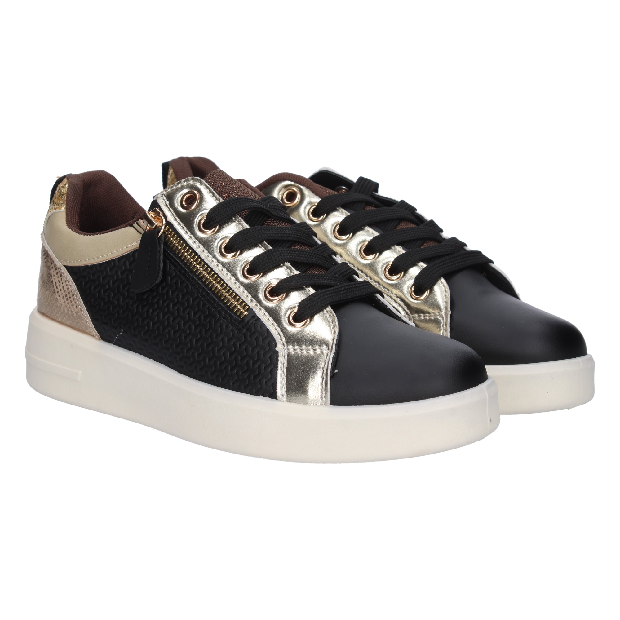 Zapatilla Negra  Plana Para Mujer