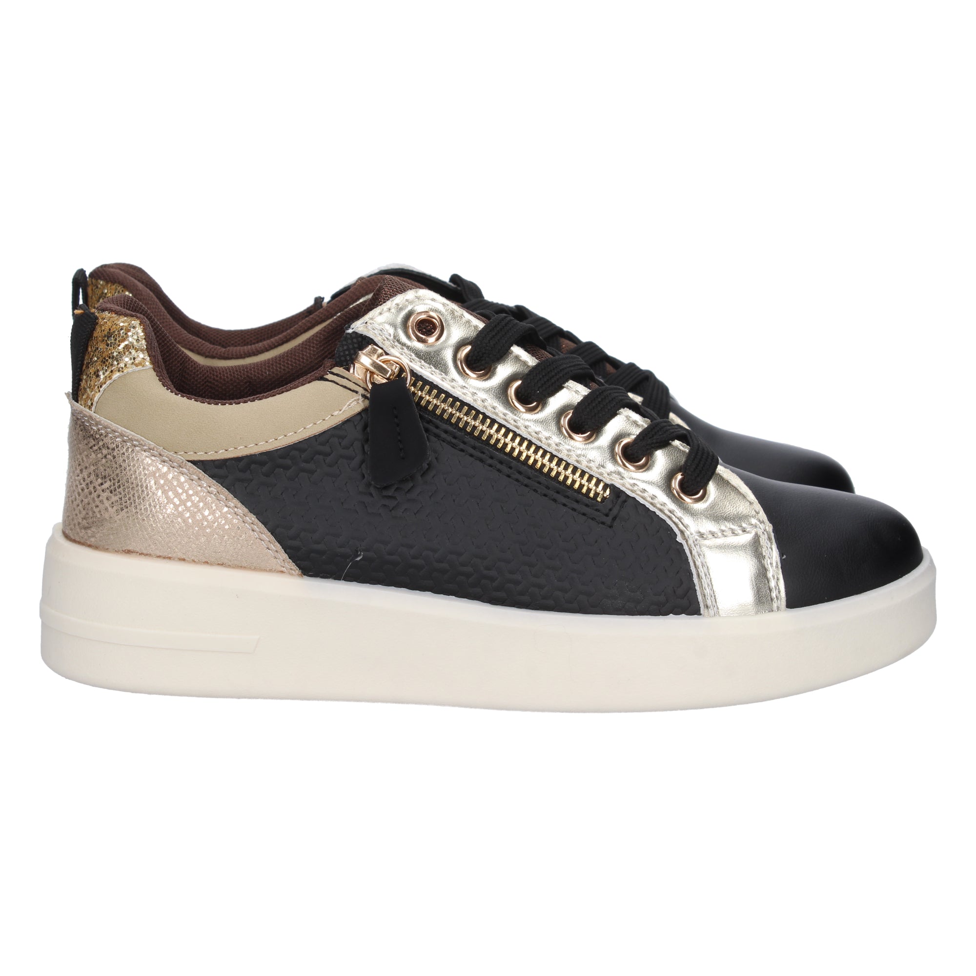 Zapatilla Negra  Plana Para Mujer