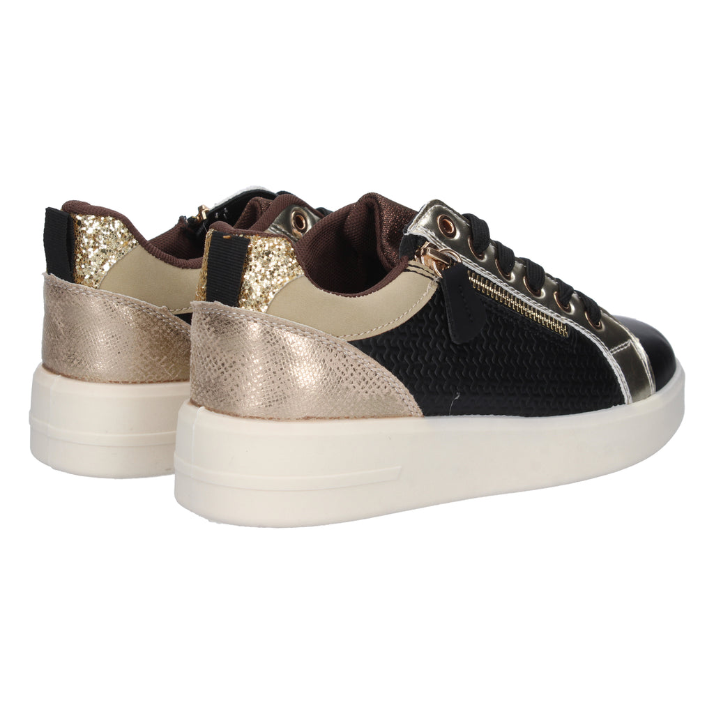Zapatilla Negra  Plana Para Mujer