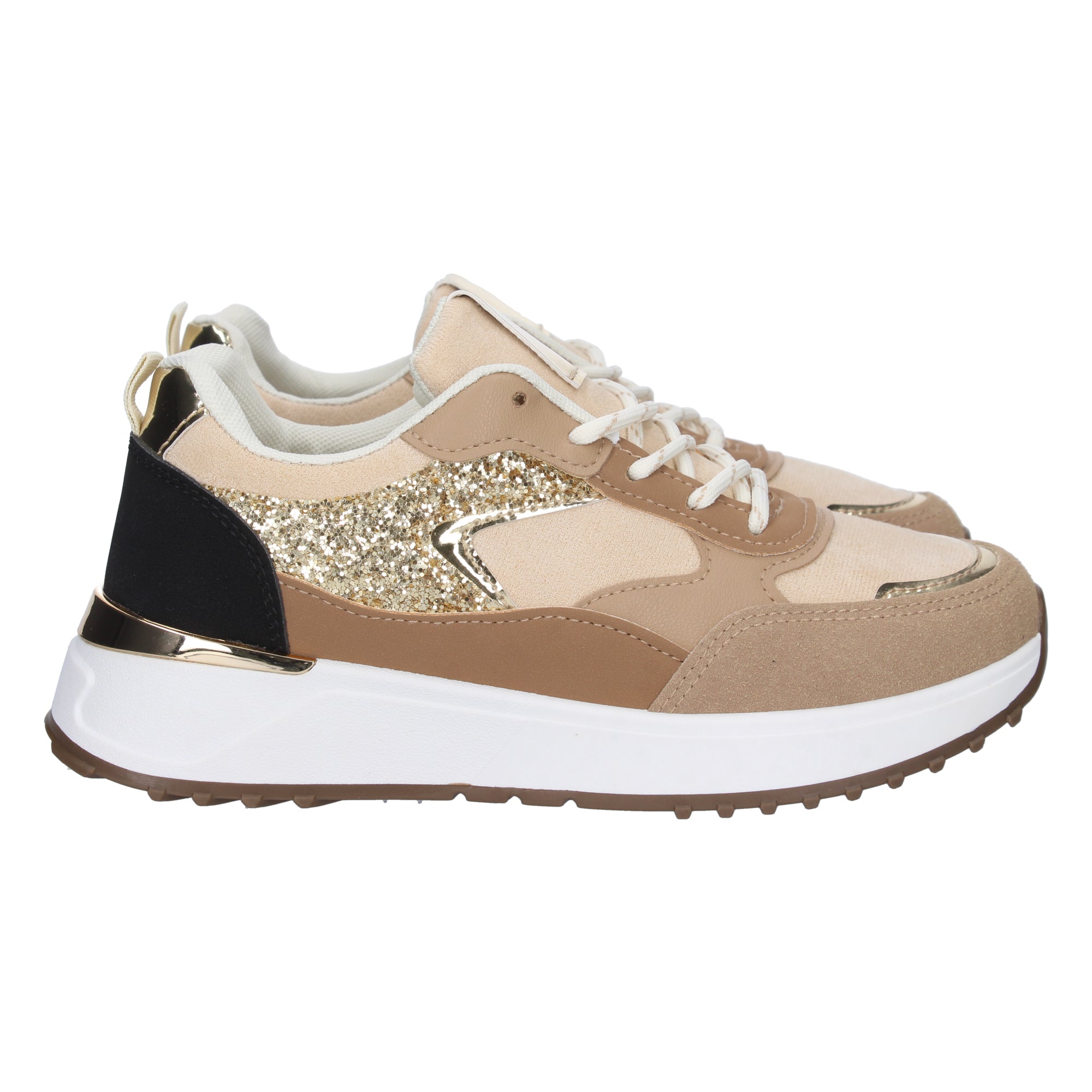 Deportiva  Kaki Con Cuña Para Mujer
