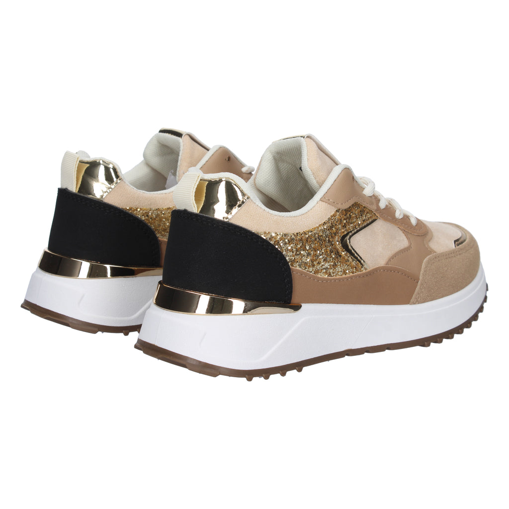Deportiva  Kaki Con Cuña Para Mujer