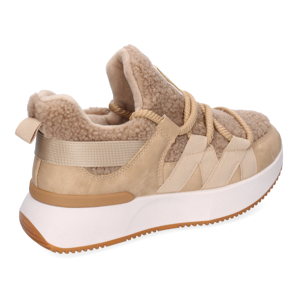 Zapatillas Deportivas Beige De Borreguillo Para Mujer