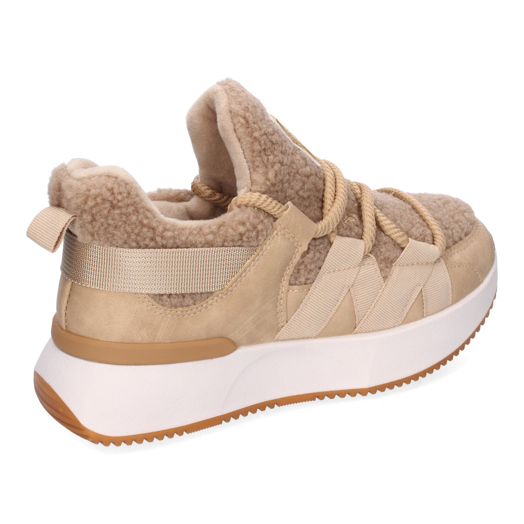 Zapatillas Deportivas Beige De Borreguillo Para Mujer
