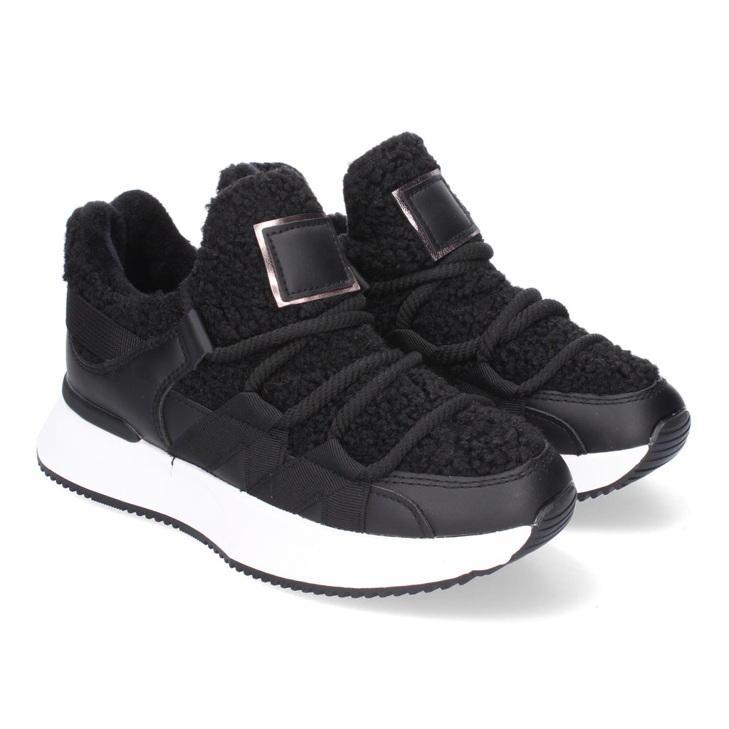 Zapatillas Deportivas Negra De Borreguillo Para Mujer