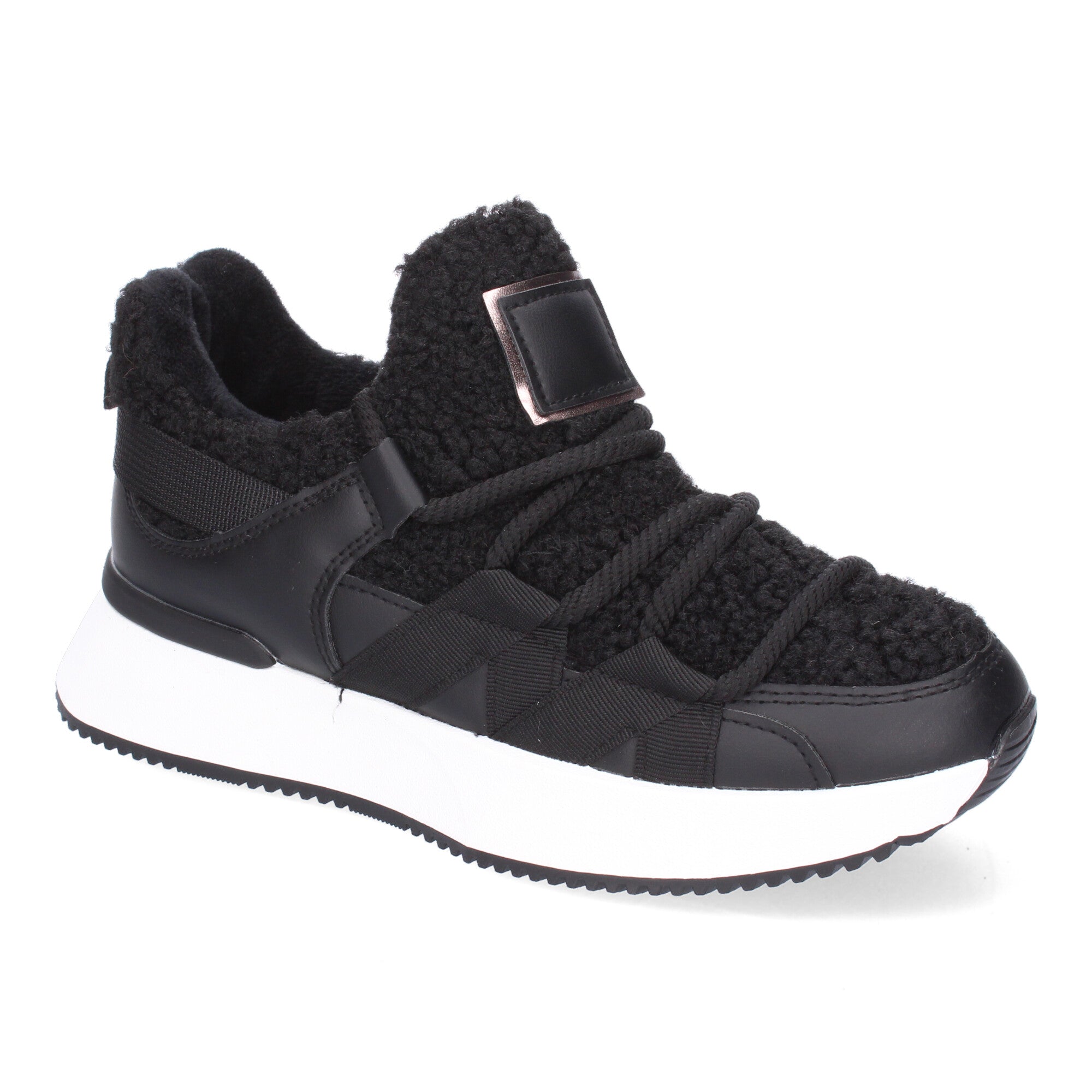 Zapatillas Deportivas Negra De Borreguillo Para Mujer