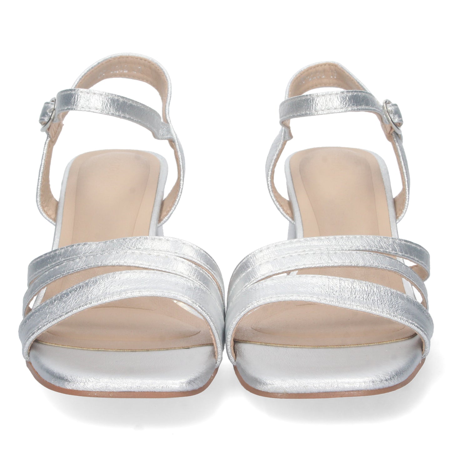 Cyrena Silver Glam – Sandalia Plata de Tacón para Mujer con Triple Pala y Brillo