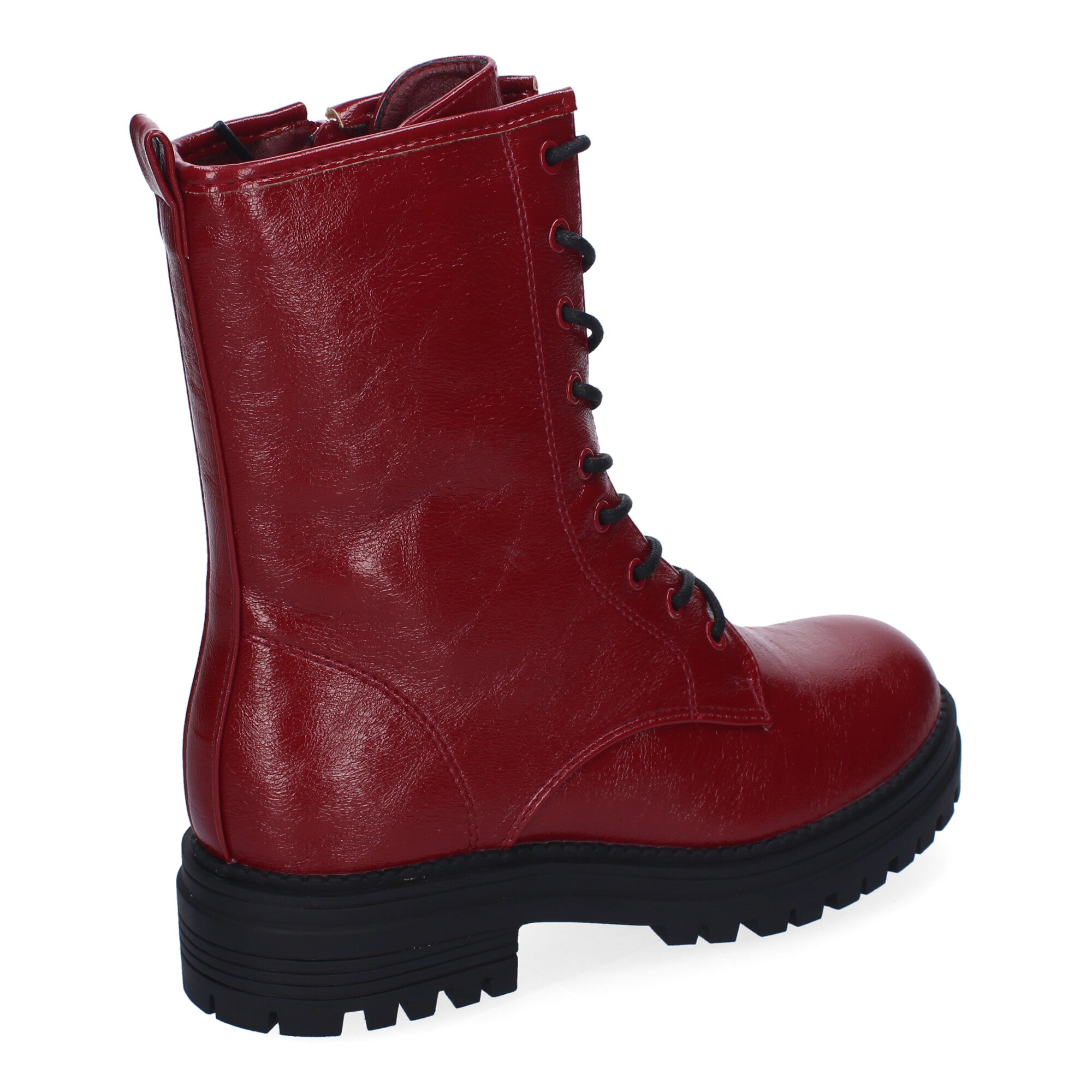 Botas de Mujer Estilo Militar con Cordones, Suela Dentada y Cremallera Lateral