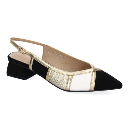 Cyrena Noir Chic – Zapato Negro Plano de Mujer Estilo Salón con Punta Fina y Cierre de Hebilla
