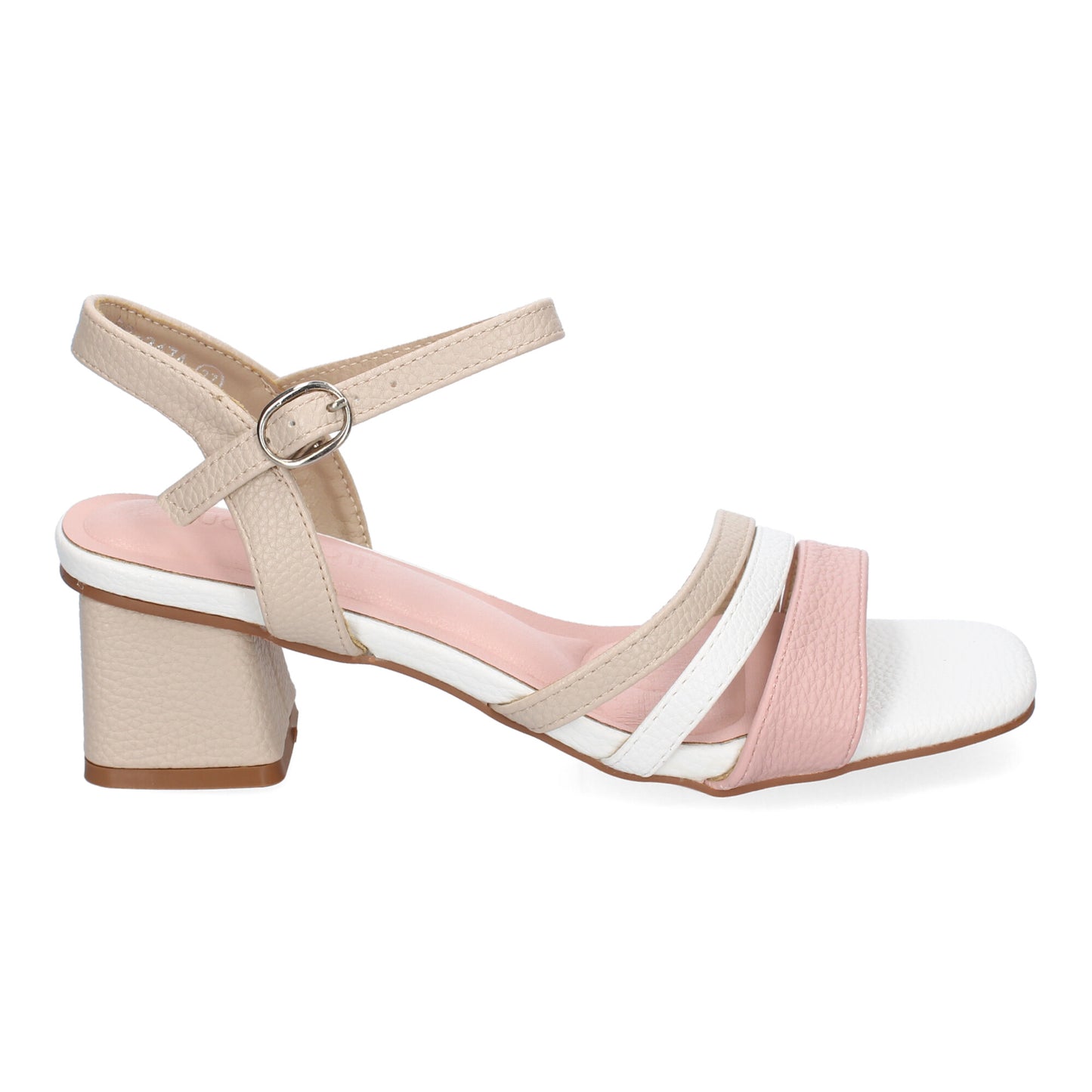 Cyrena Apricot Elegance – Sandalia de Tacón Cómodo con Tiras Triples y Hebilla Ajustable para Mujer