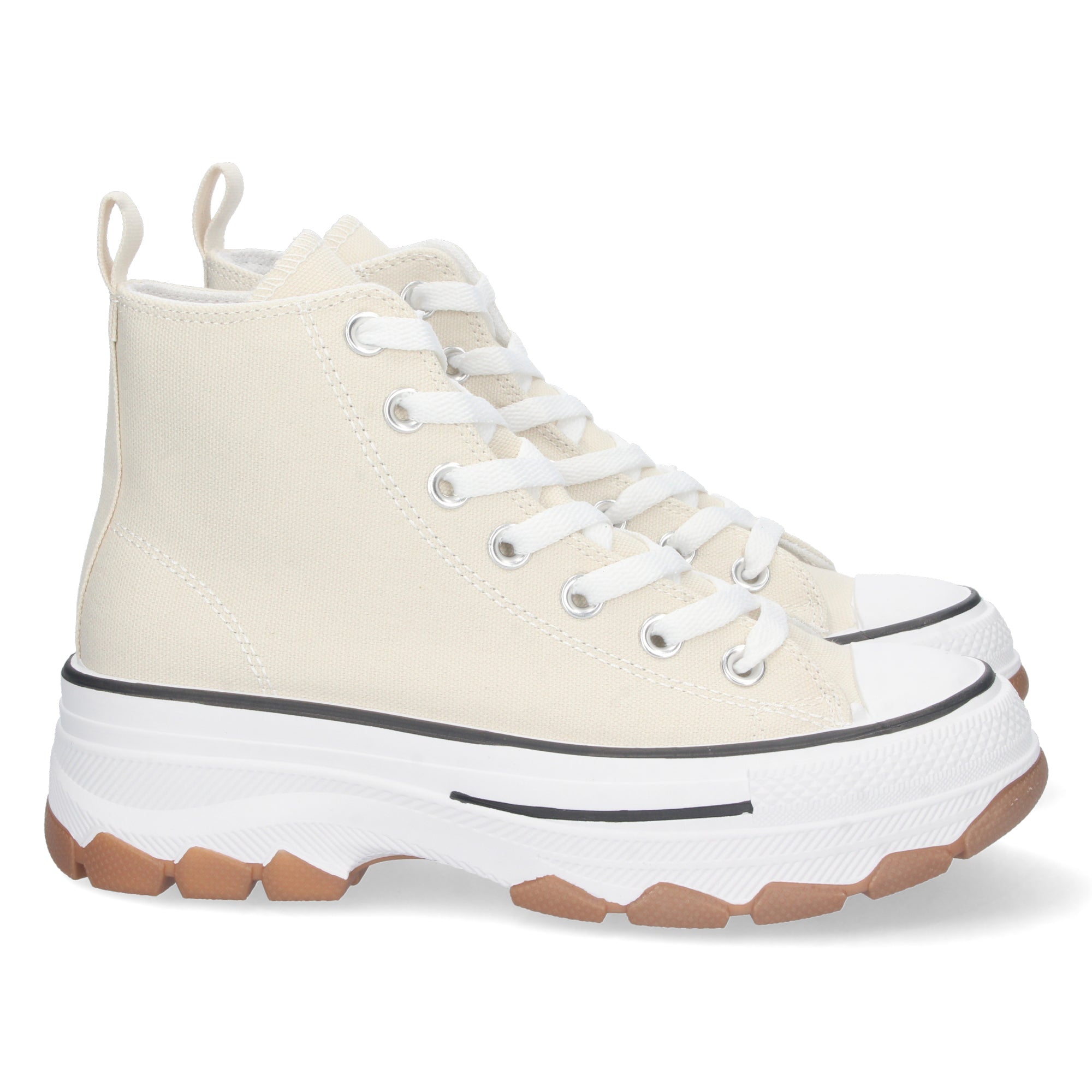 Zapatilla Abotinada de Plataforma Beige para Mujer