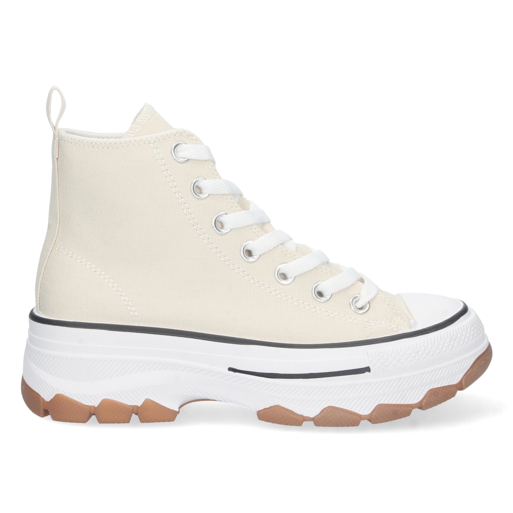 Zapatilla Abotinada de Plataforma Beige para Mujer