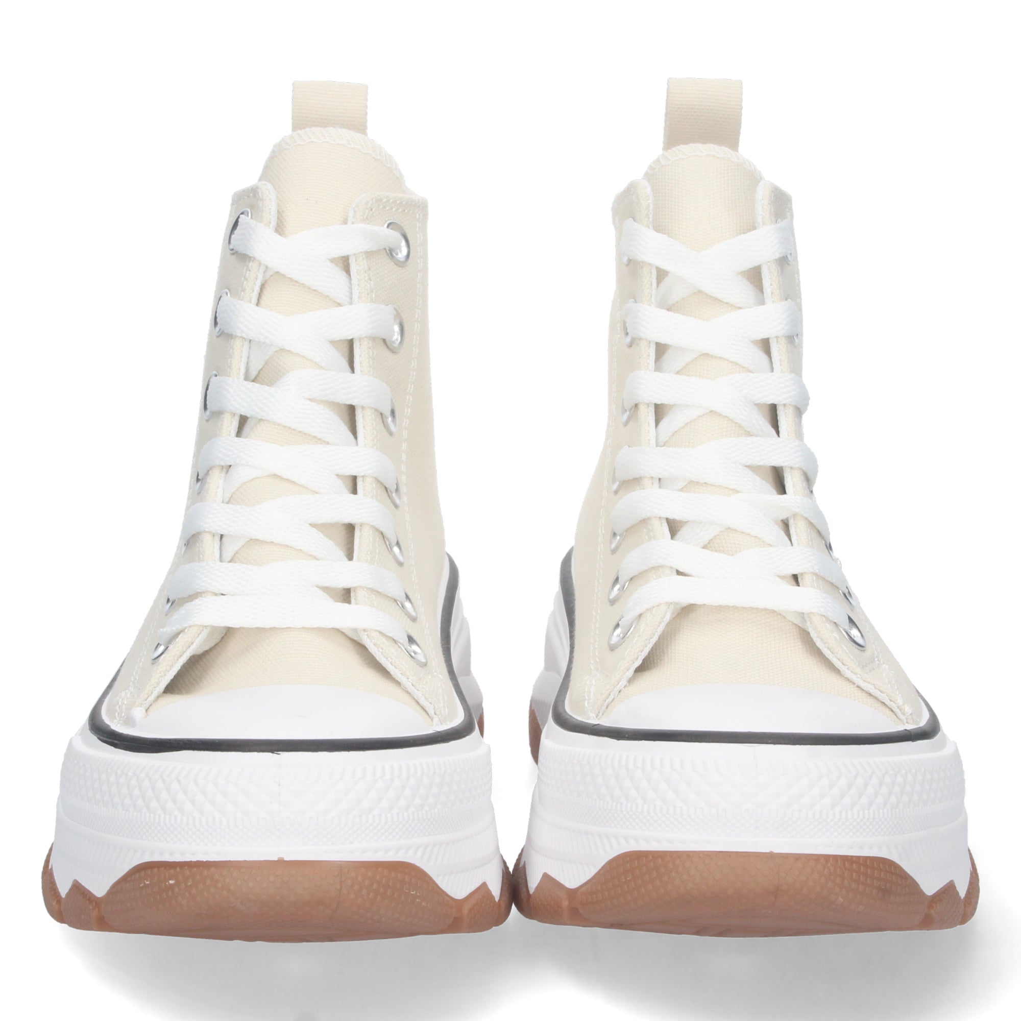 Zapatilla Abotinada de Plataforma Beige para Mujer