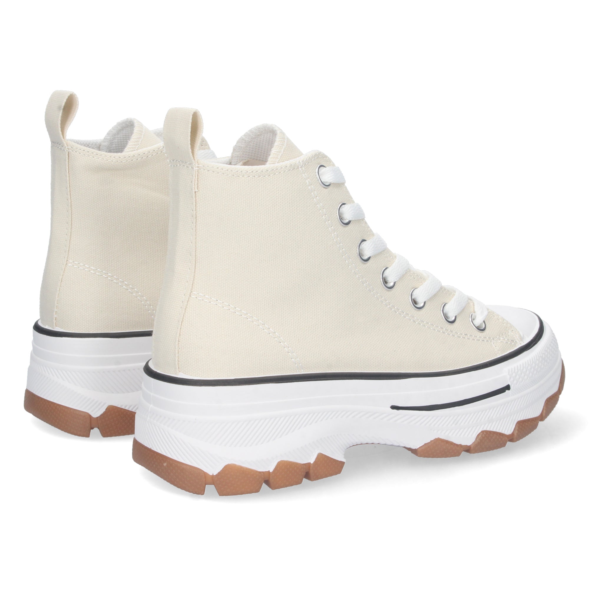 Zapatilla Abotinada de Plataforma Beige para Mujer