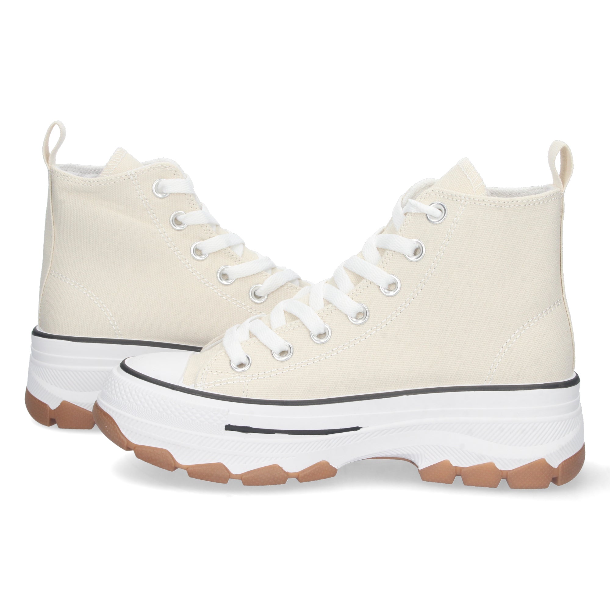Zapatilla Abotinada de Plataforma Beige para Mujer