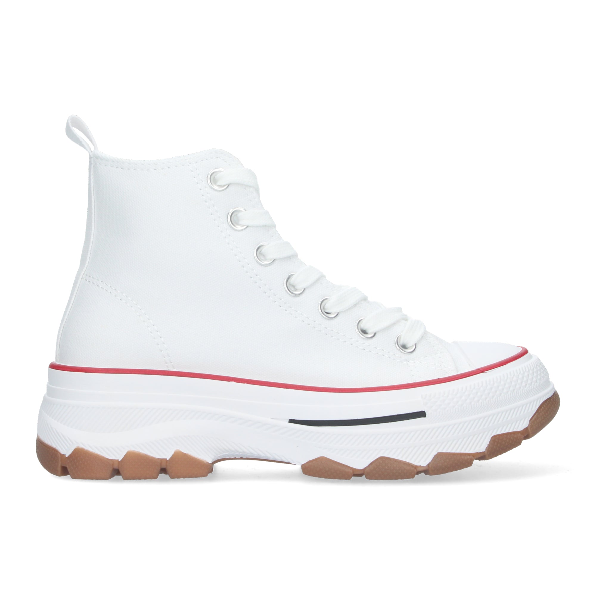Zapatilla Abotinada de Plataforma Blancas y Rojas para Mujer