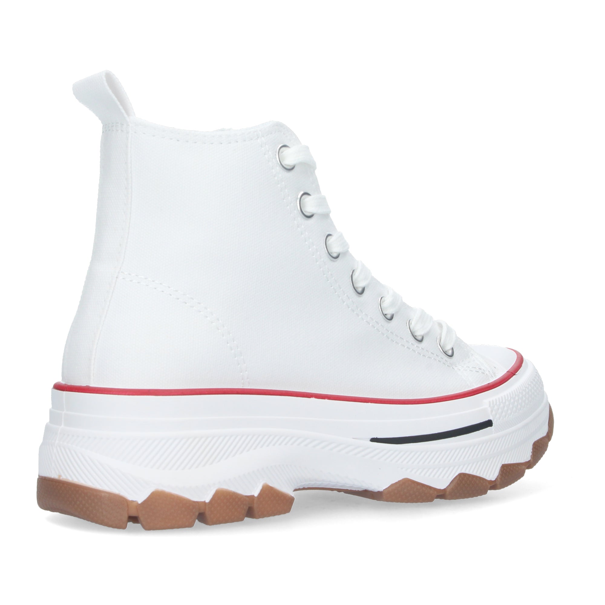 Zapatilla Abotinada de Plataforma Blancas y Rojas para Mujer