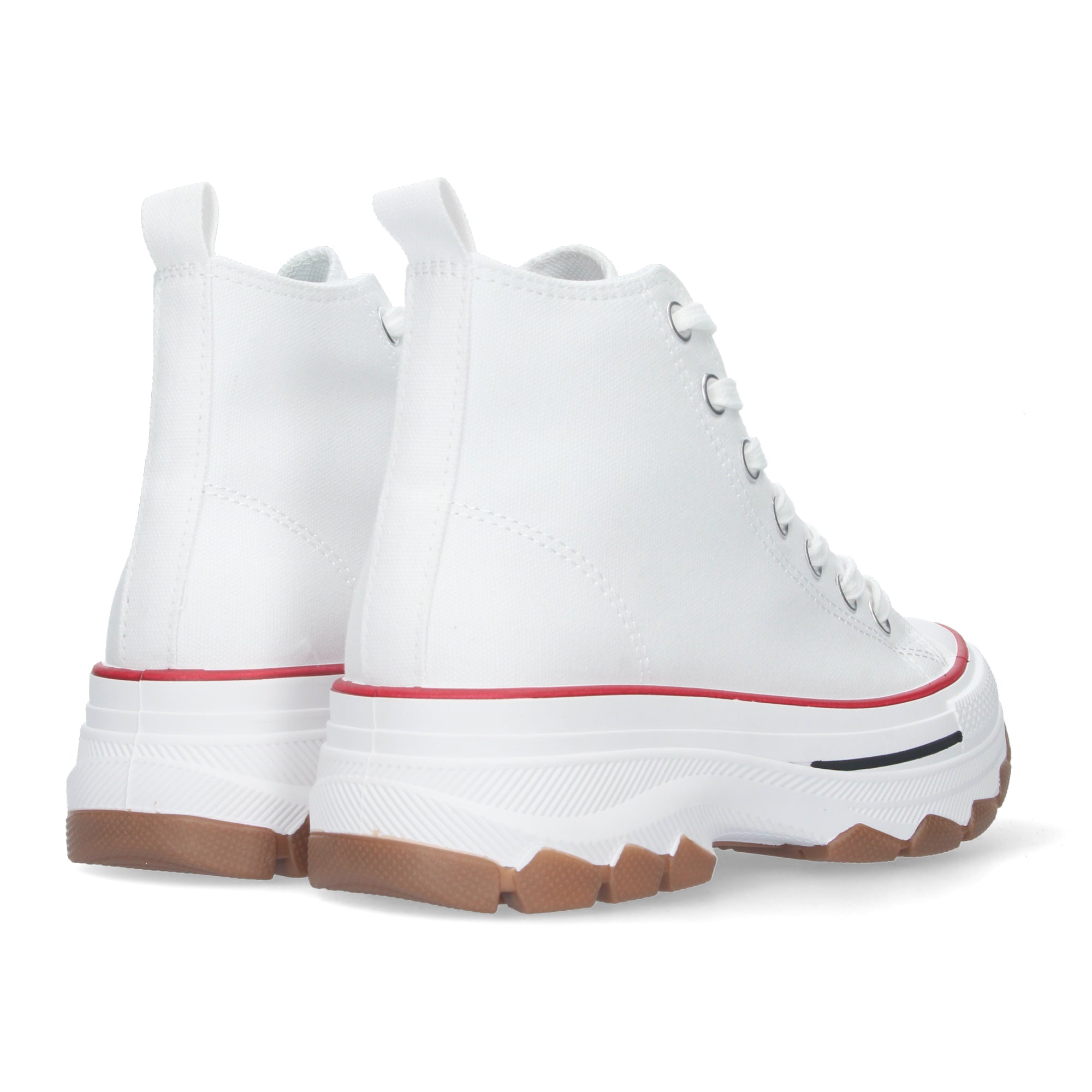 Zapatilla Abotinada de Plataforma Blancas y Rojas para Mujer