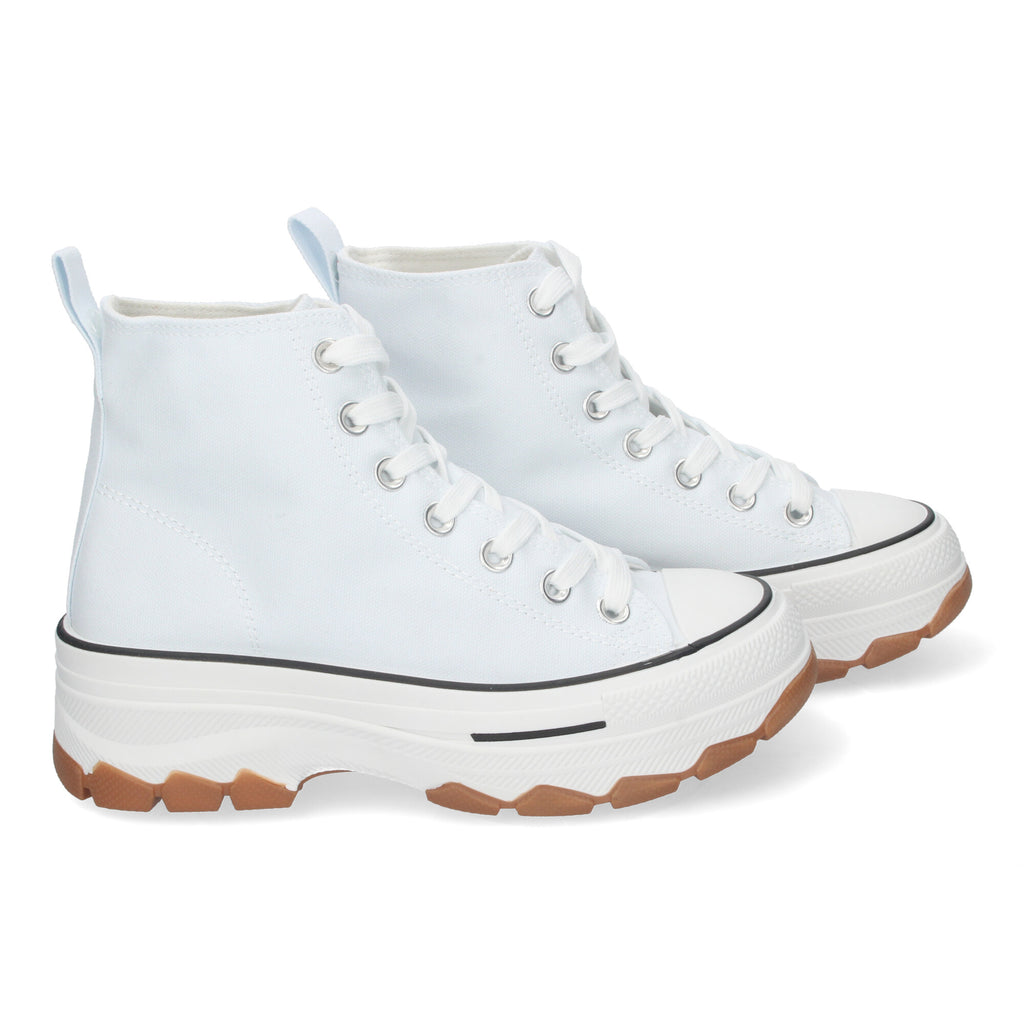 Zapatilla Bamba Abotinada Blancas de Plataforma  para Mujer