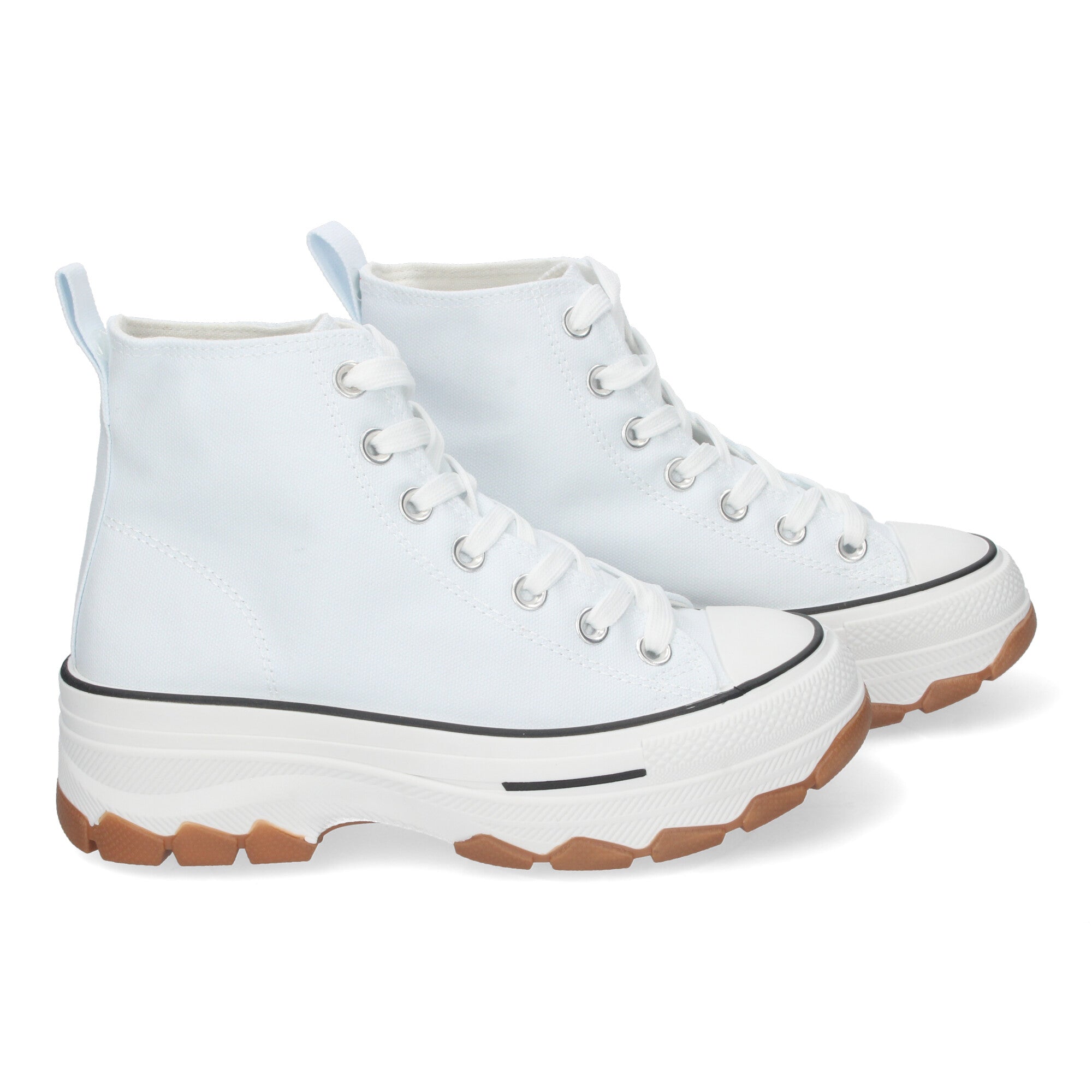 Zapatilla Bamba Abotinada Blancas de Plataforma  para Mujer