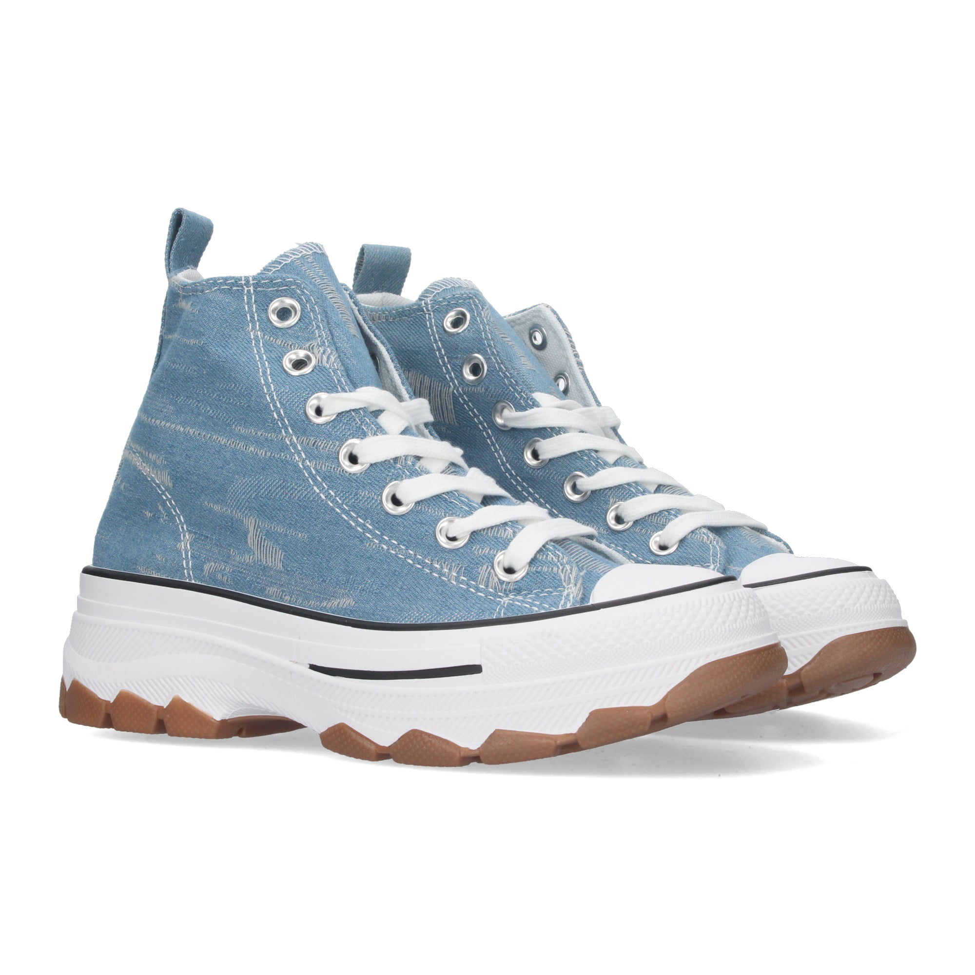 Zapatilla Bamba Abotinada Azules de Plataforma  para Mujer