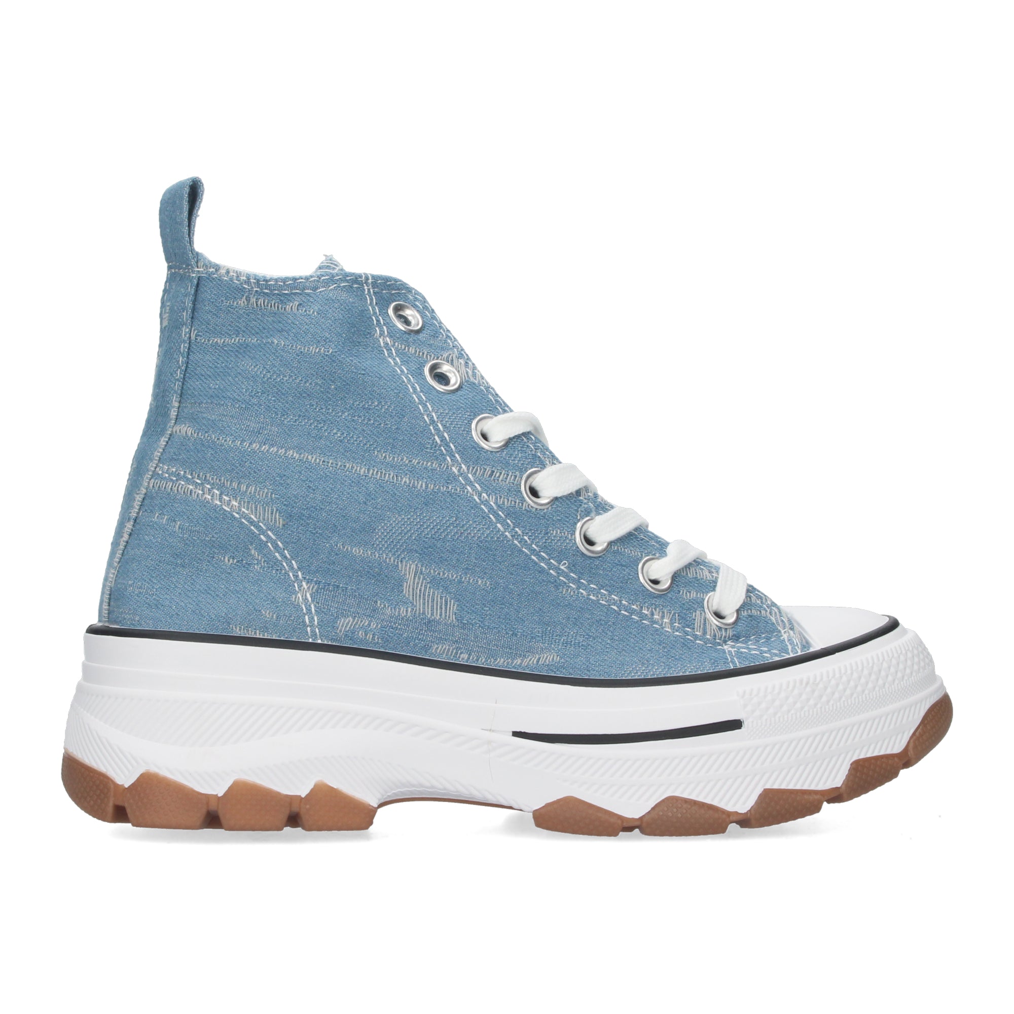 Zapatilla Bamba Abotinada Azules de Plataforma  para Mujer