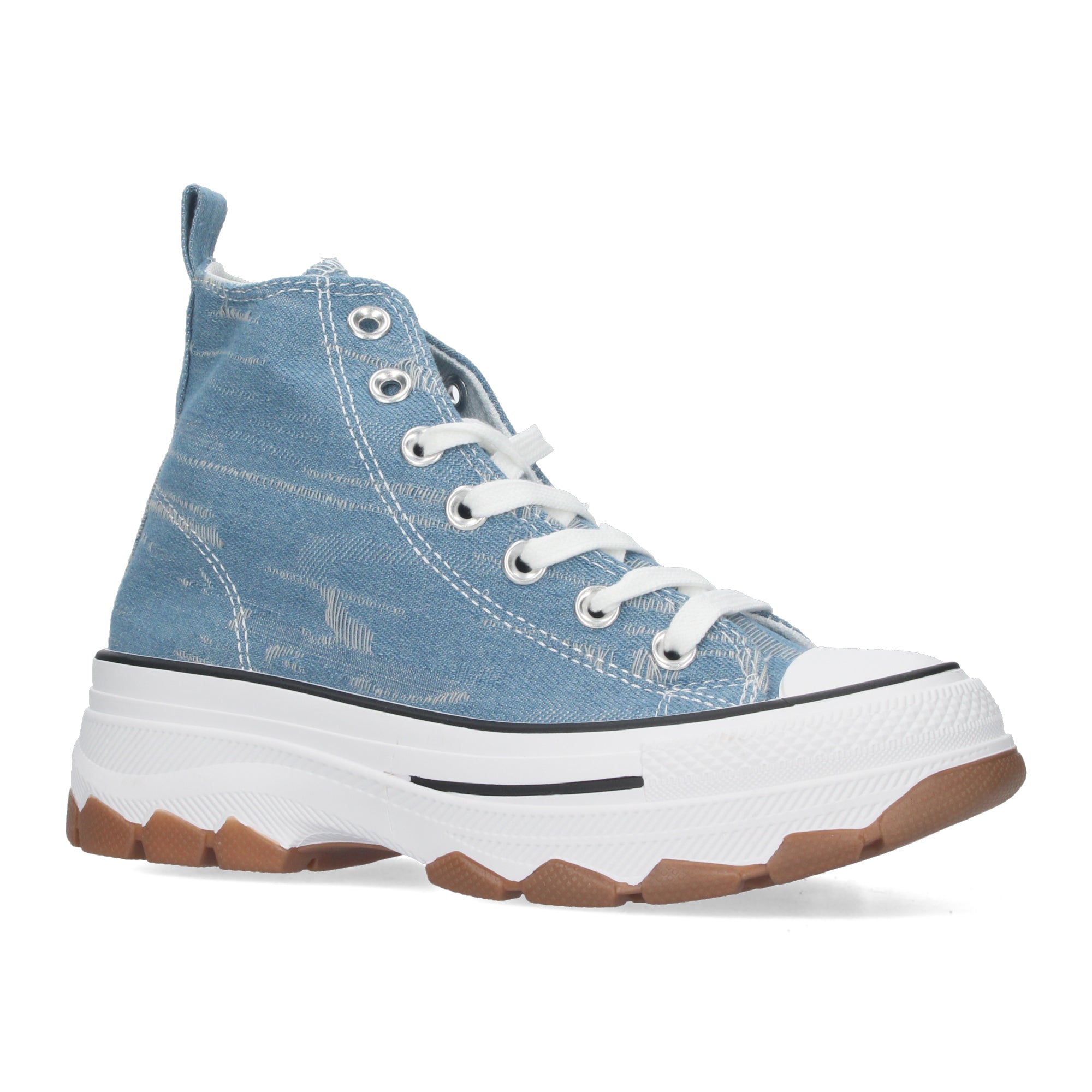Zapatilla Bamba Abotinada Azules de Plataforma  para Mujer