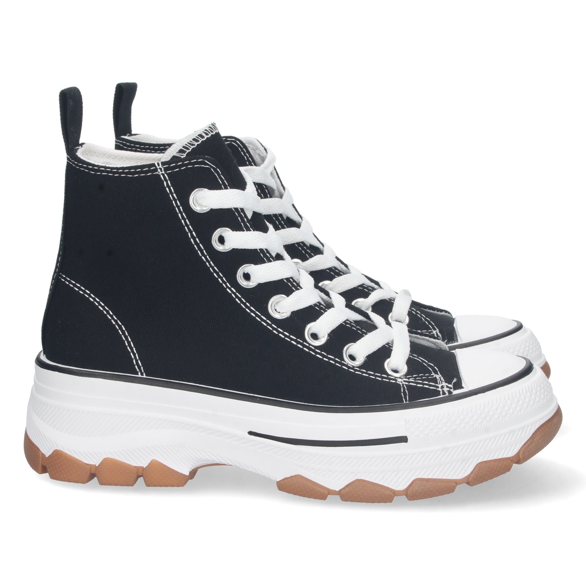 Zapatilla Bamba Abotinada Negras de Plataforma  para Mujer