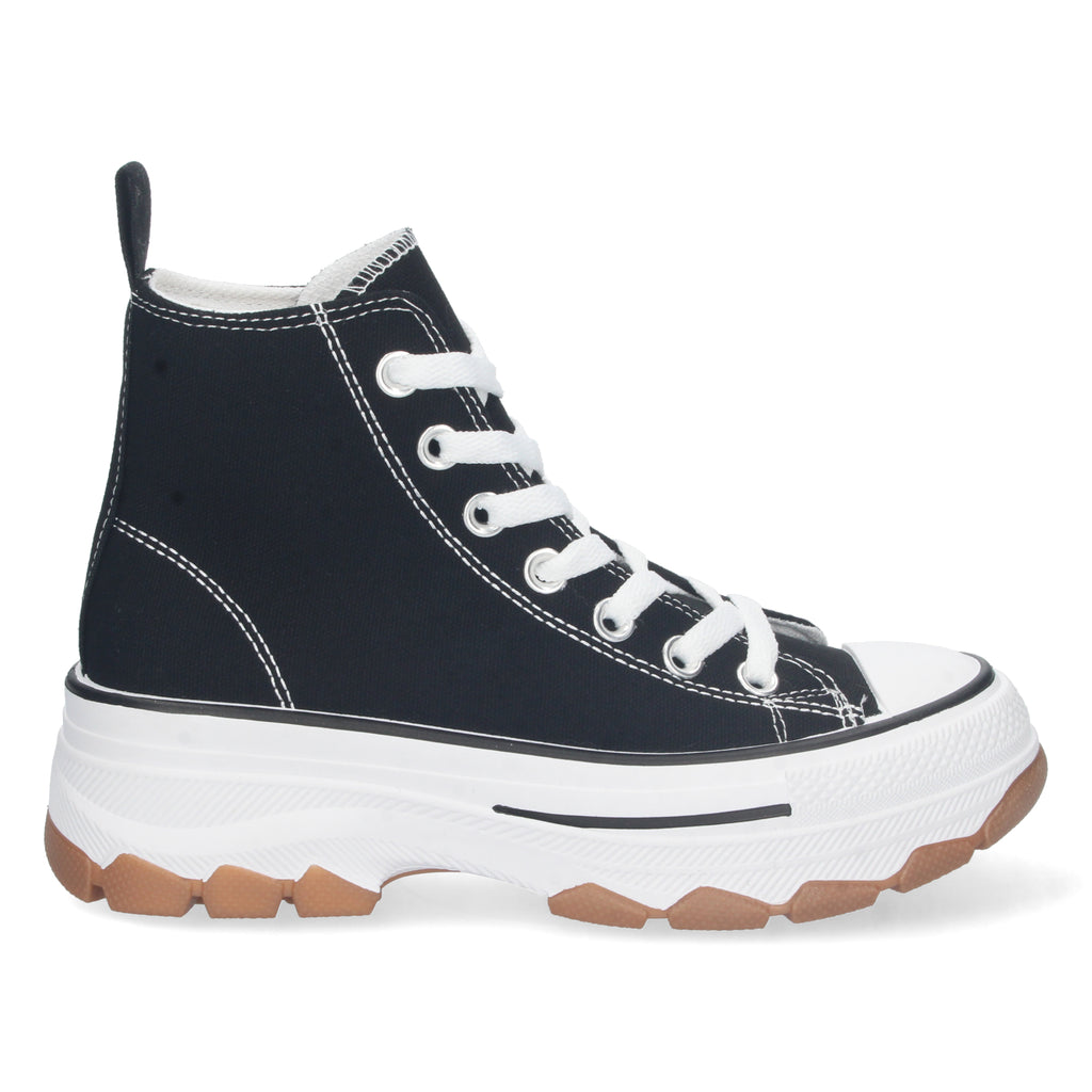 Zapatilla Bamba Abotinada Negras de Plataforma  para Mujer