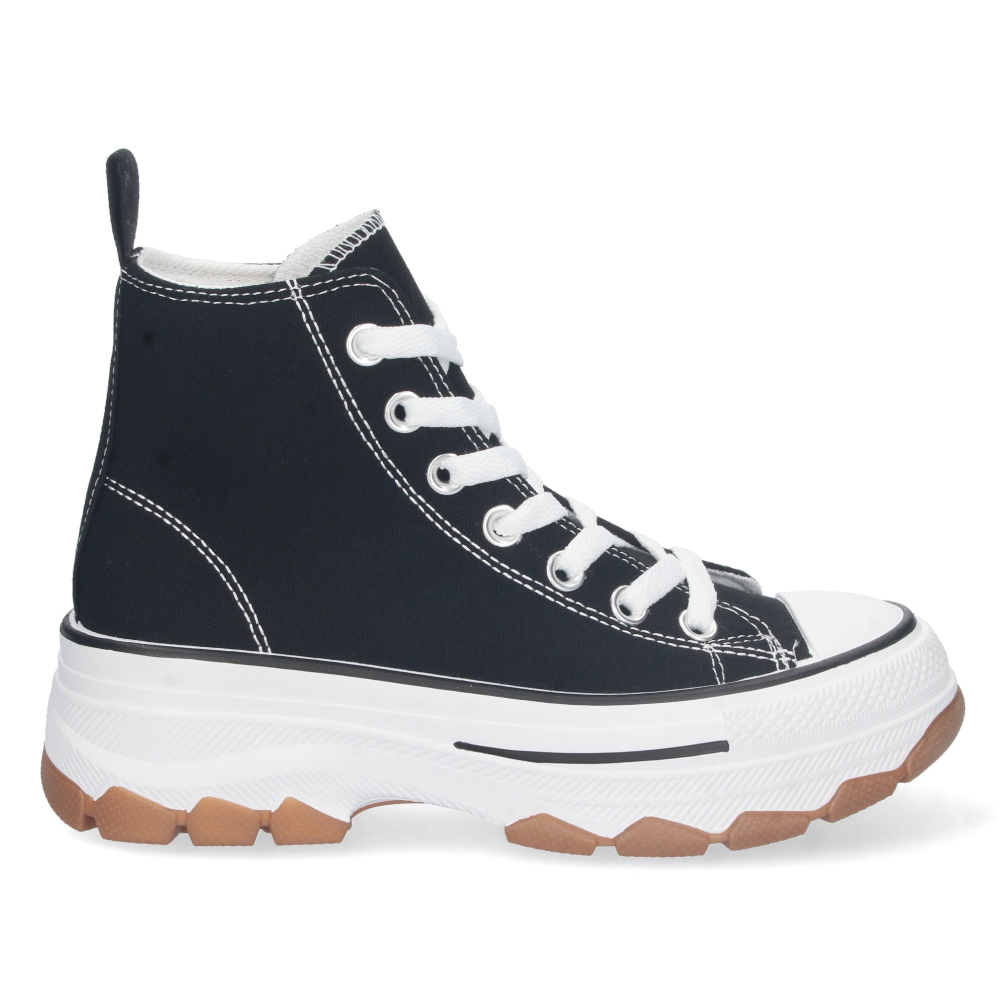 Zapatilla Bamba Abotinada Negras de Plataforma  para Mujer