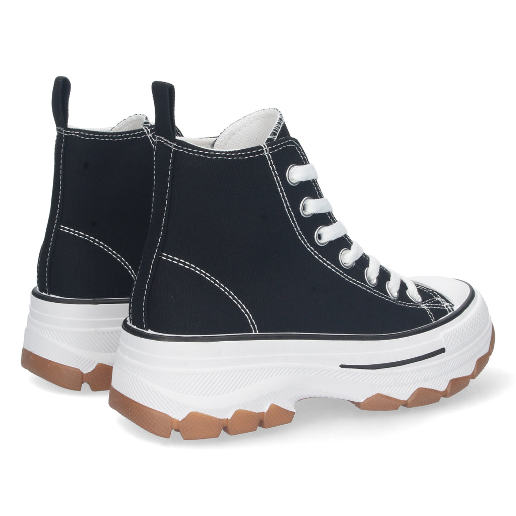 Zapatilla Bamba Abotinada Negras de Plataforma  para Mujer