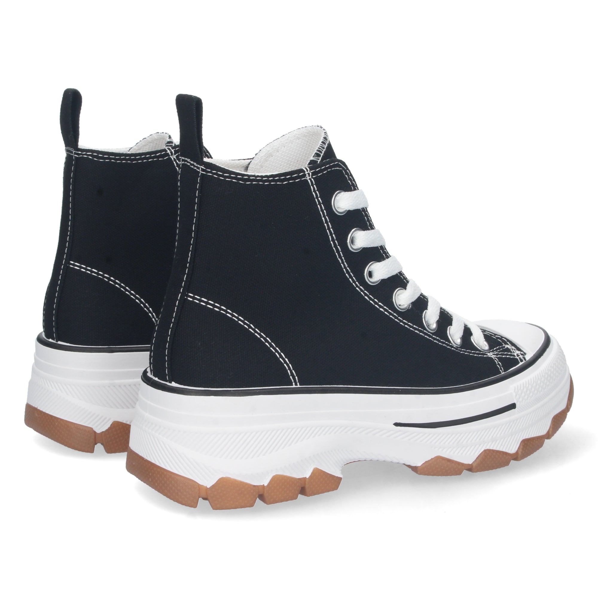 Zapatilla Bamba Abotinada Negras de Plataforma  para Mujer