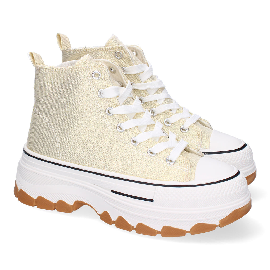 Zapatilla Bamba Abotinada doradas de Plataforma  para Mujer