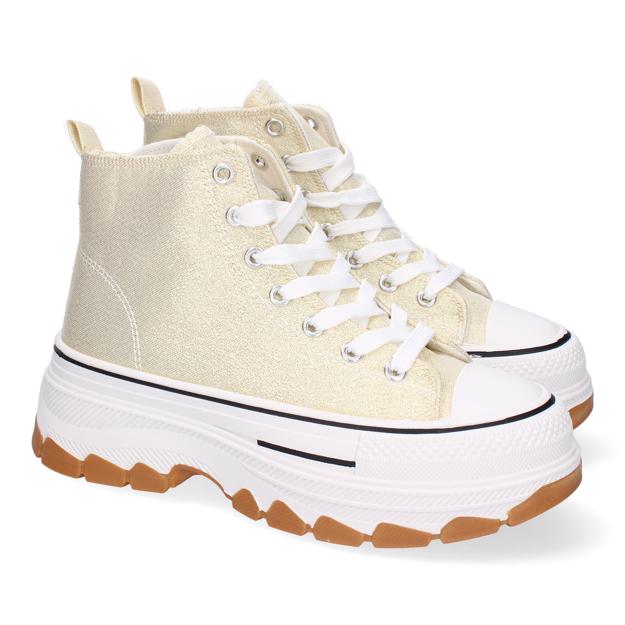 Zapatilla Bamba Abotinada doradas de Plataforma  para Mujer