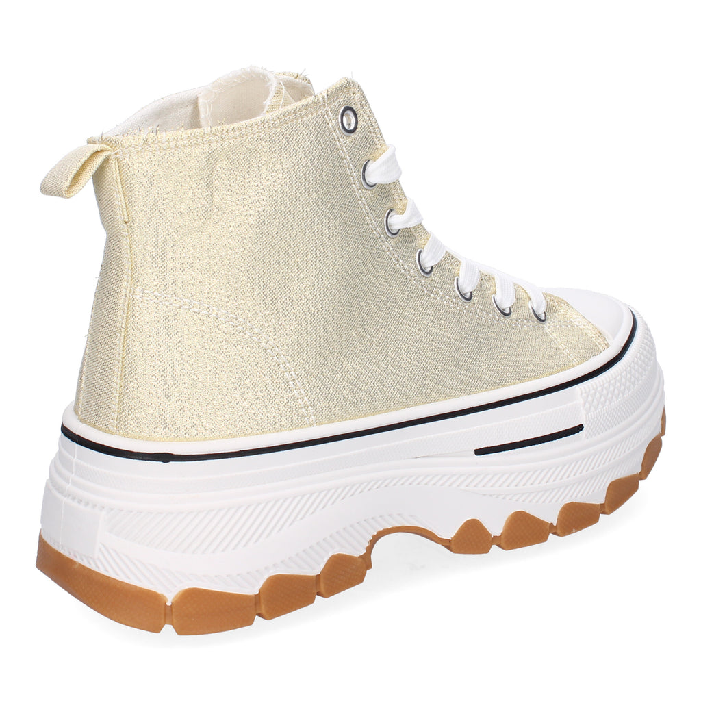 Zapatilla Bamba Abotinada doradas de Plataforma  para Mujer