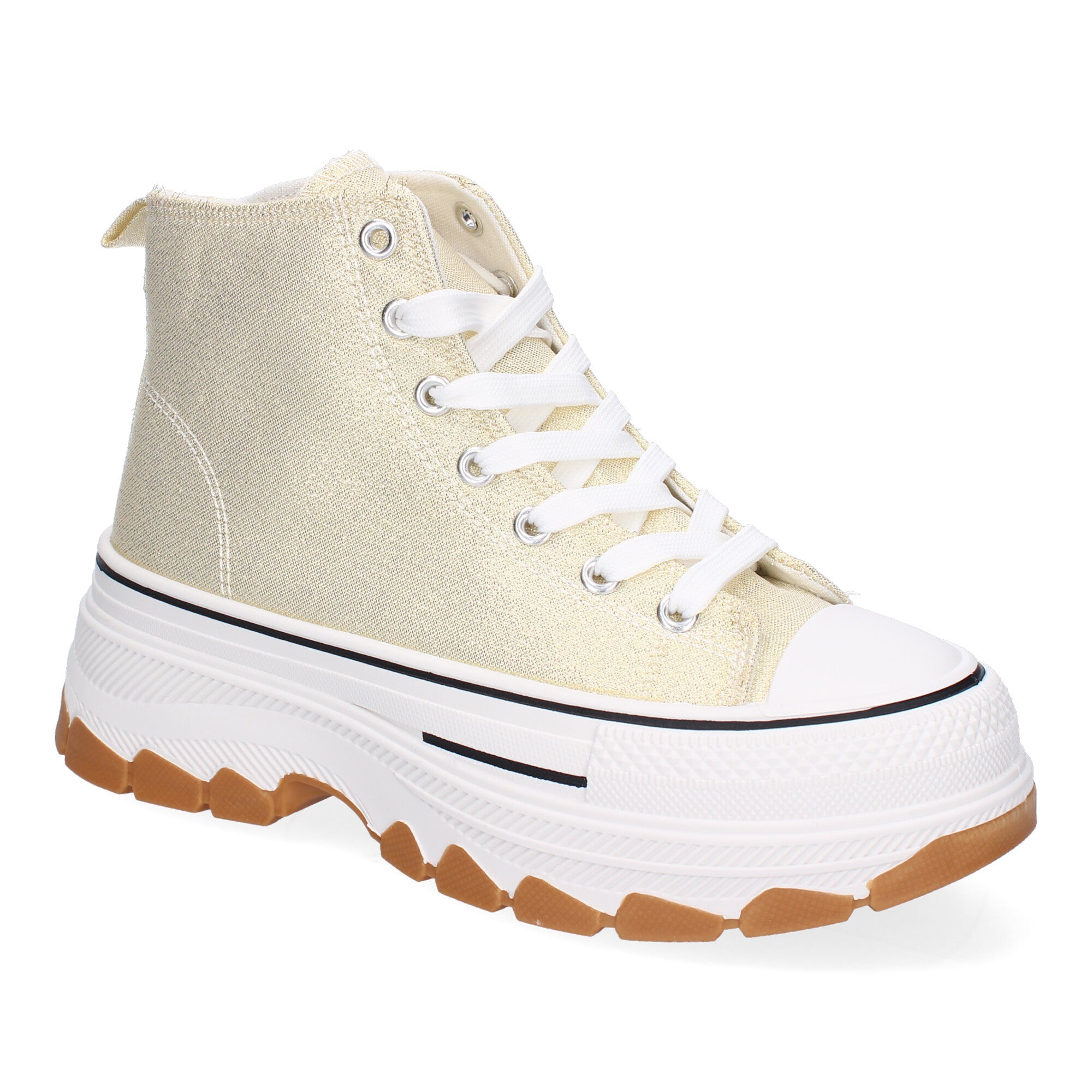Zapatilla Bamba Abotinada doradas de Plataforma  para Mujer